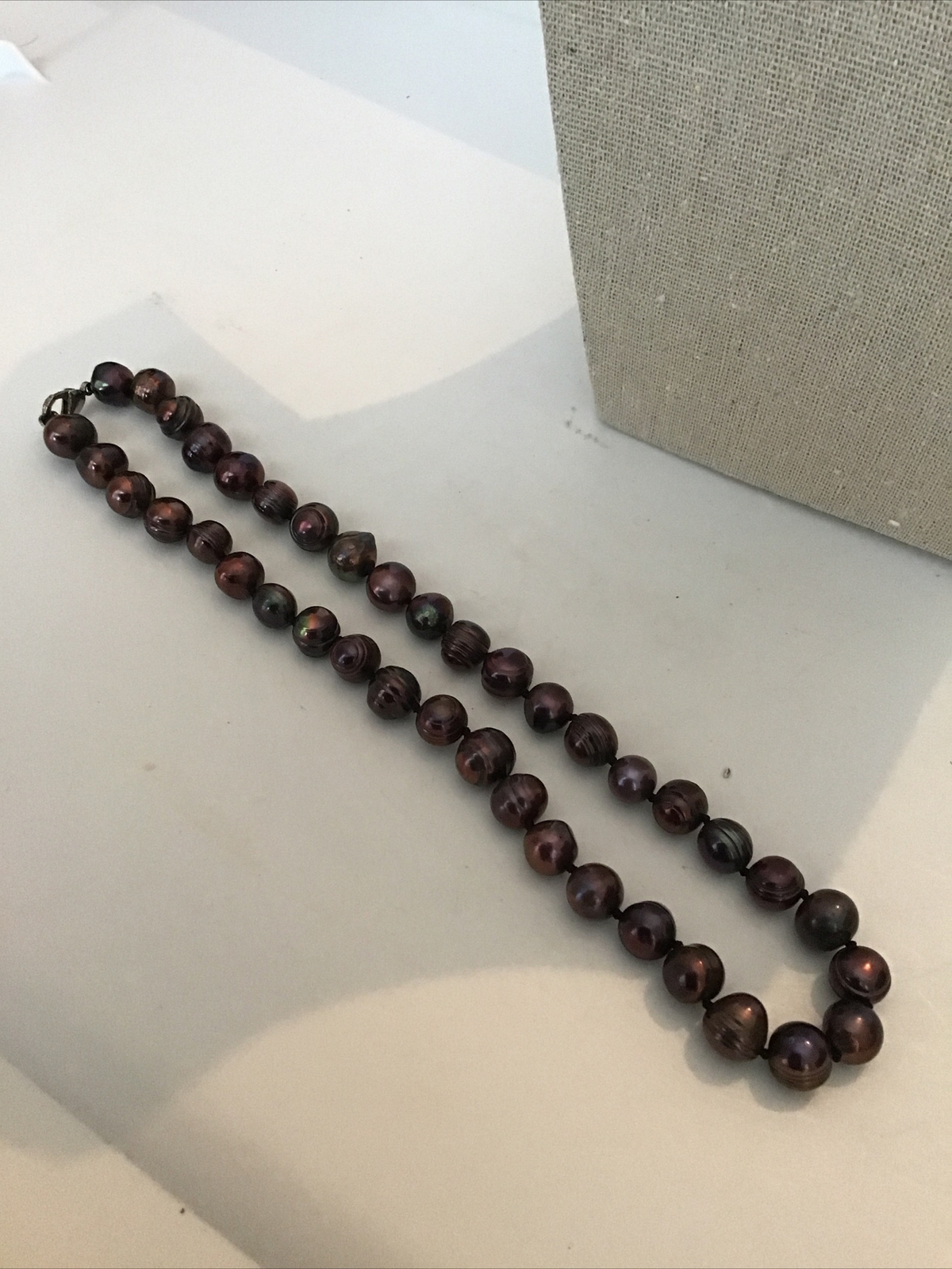 17″ Strand Copper Purplish Cultured Pearls Clasp Necklace 6.4-7.2MM 40 Pearls