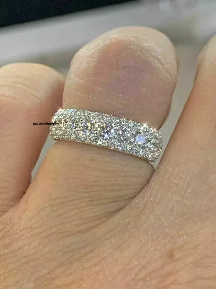 3Ct Round Cut Lab Created Diamond 925 Silver Eternity Wedding Bridal Band Ring