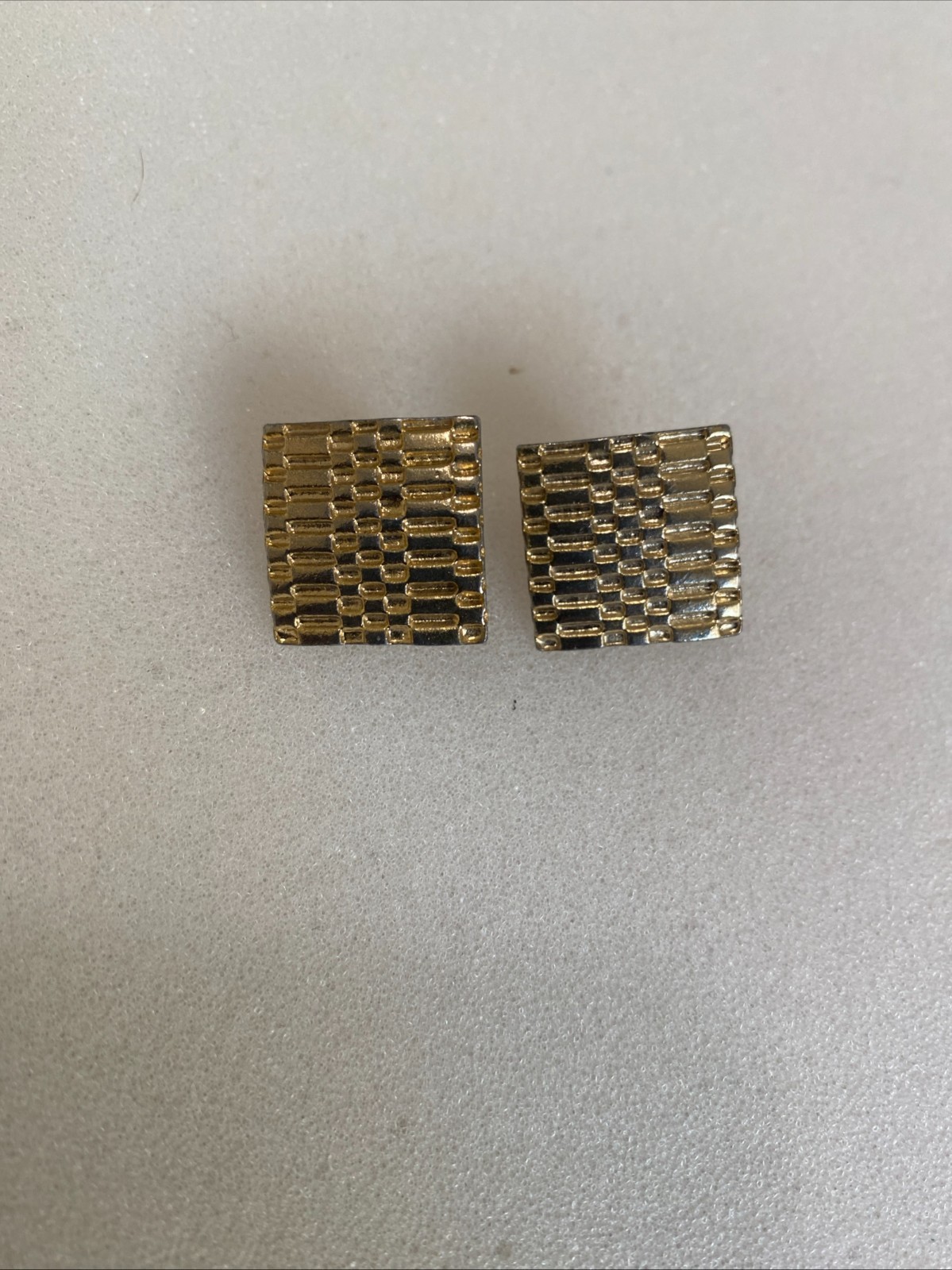 Monet Gold Tone Clip On Earrings Rectangle Vintage Costume Jewelry E17