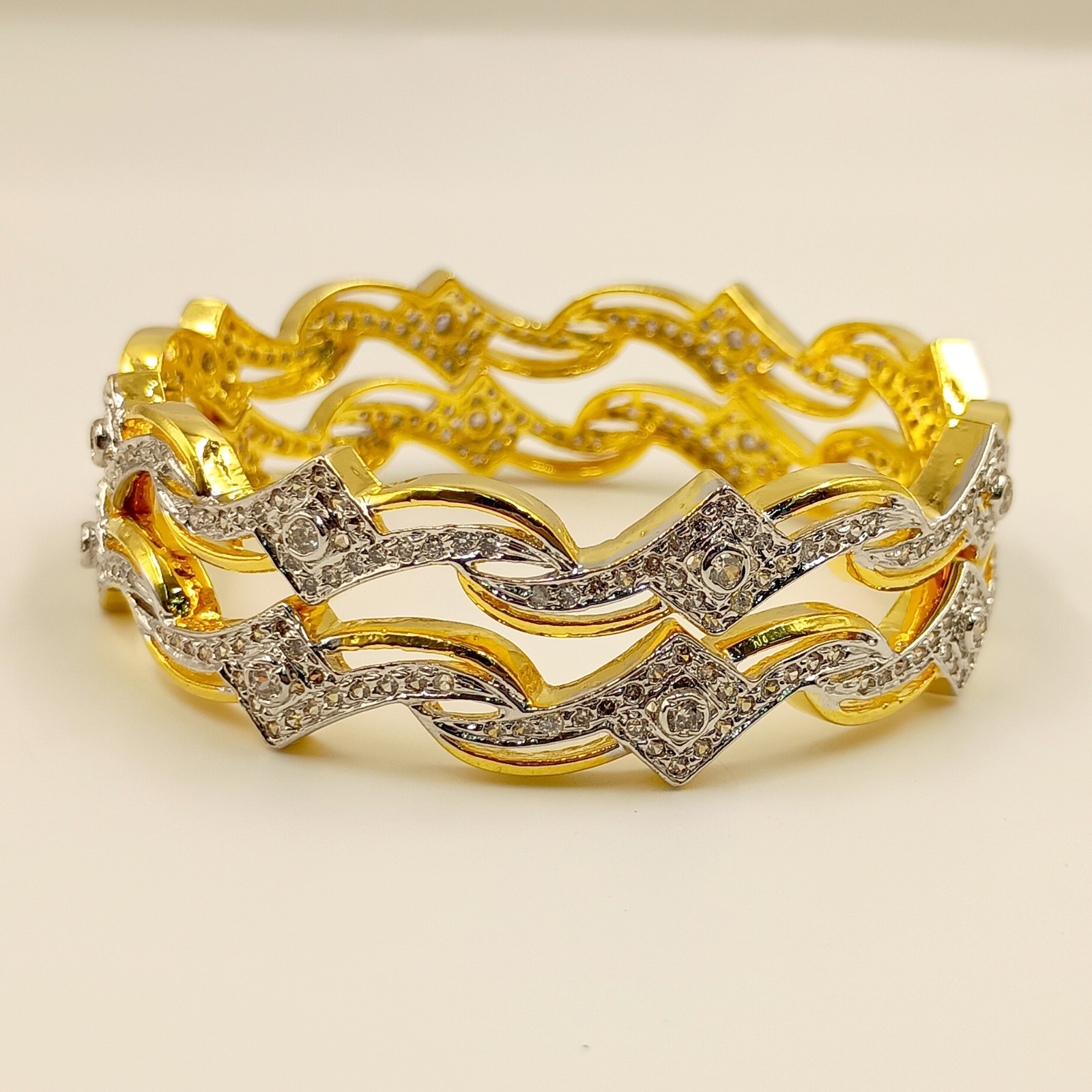 Handcrafted 22K Gold Plated Bangle Set Indian Wedding CZ Traditional Jewelry Gif