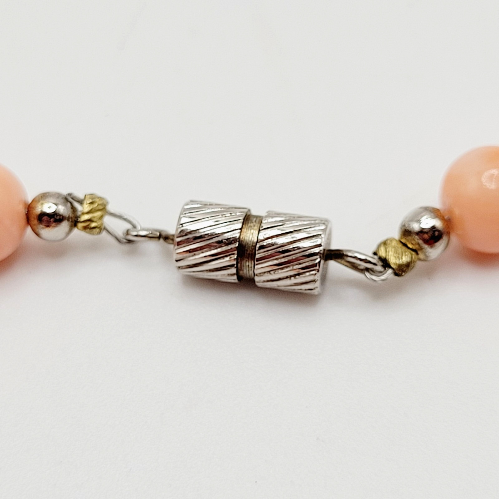 Genuine Pink Peach Blush Coral Bead 6mm Necklace Alloy Clasp Tested 25 inch