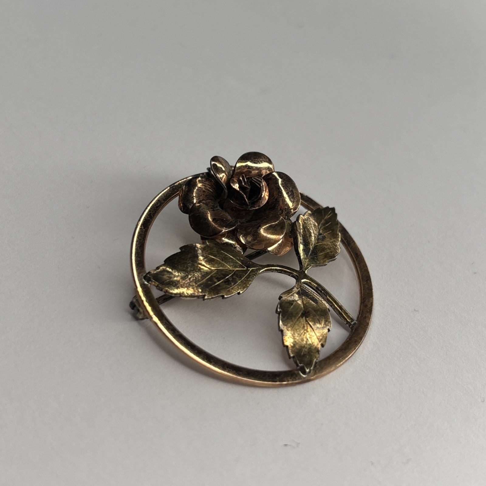 Vintage DIANA Krementz Gold And Rose Tone Brooch Flower Signed
