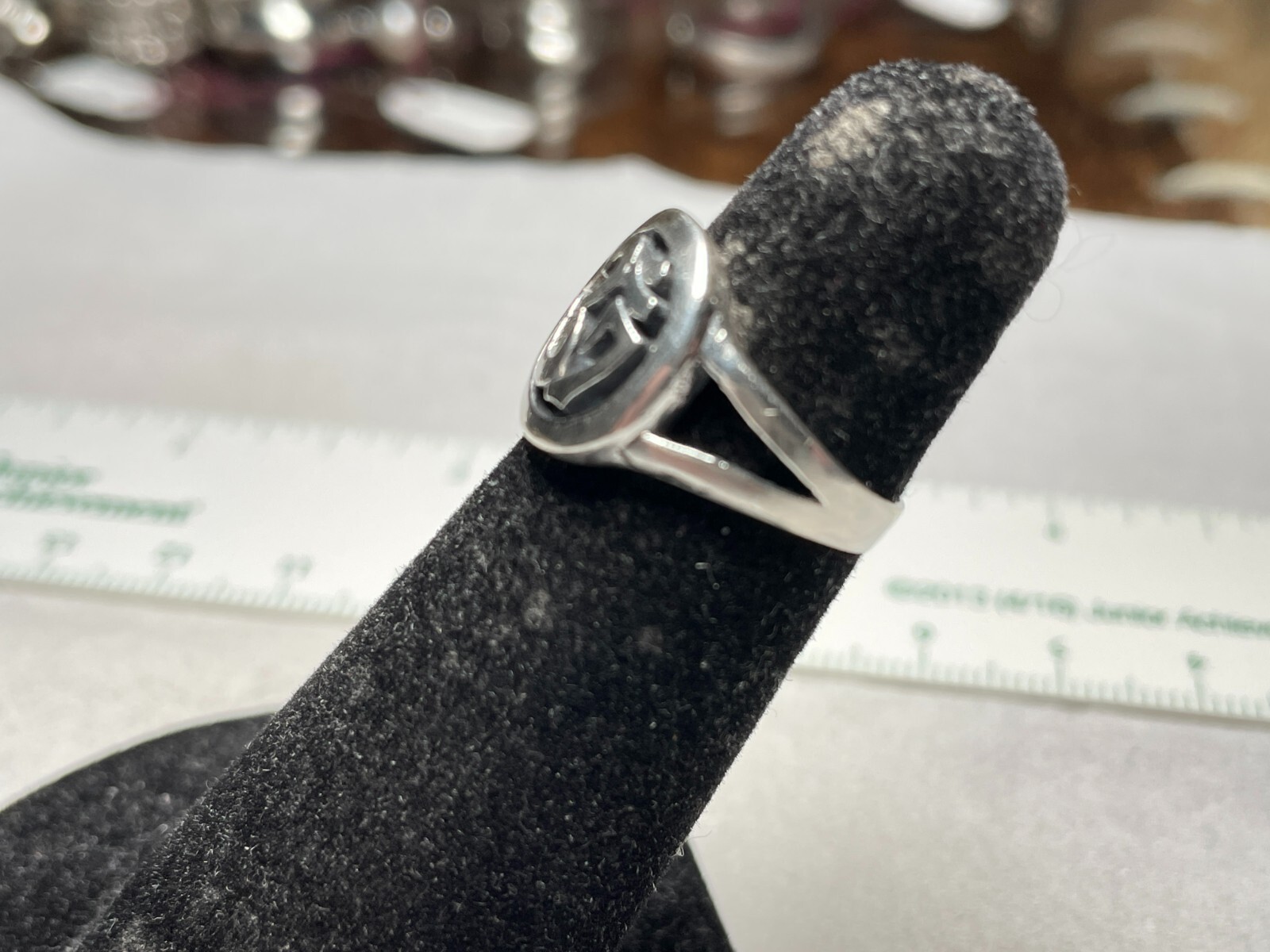 Vintage Sterling Silver 925 Ring with Unkown Symbol Size 4.75.