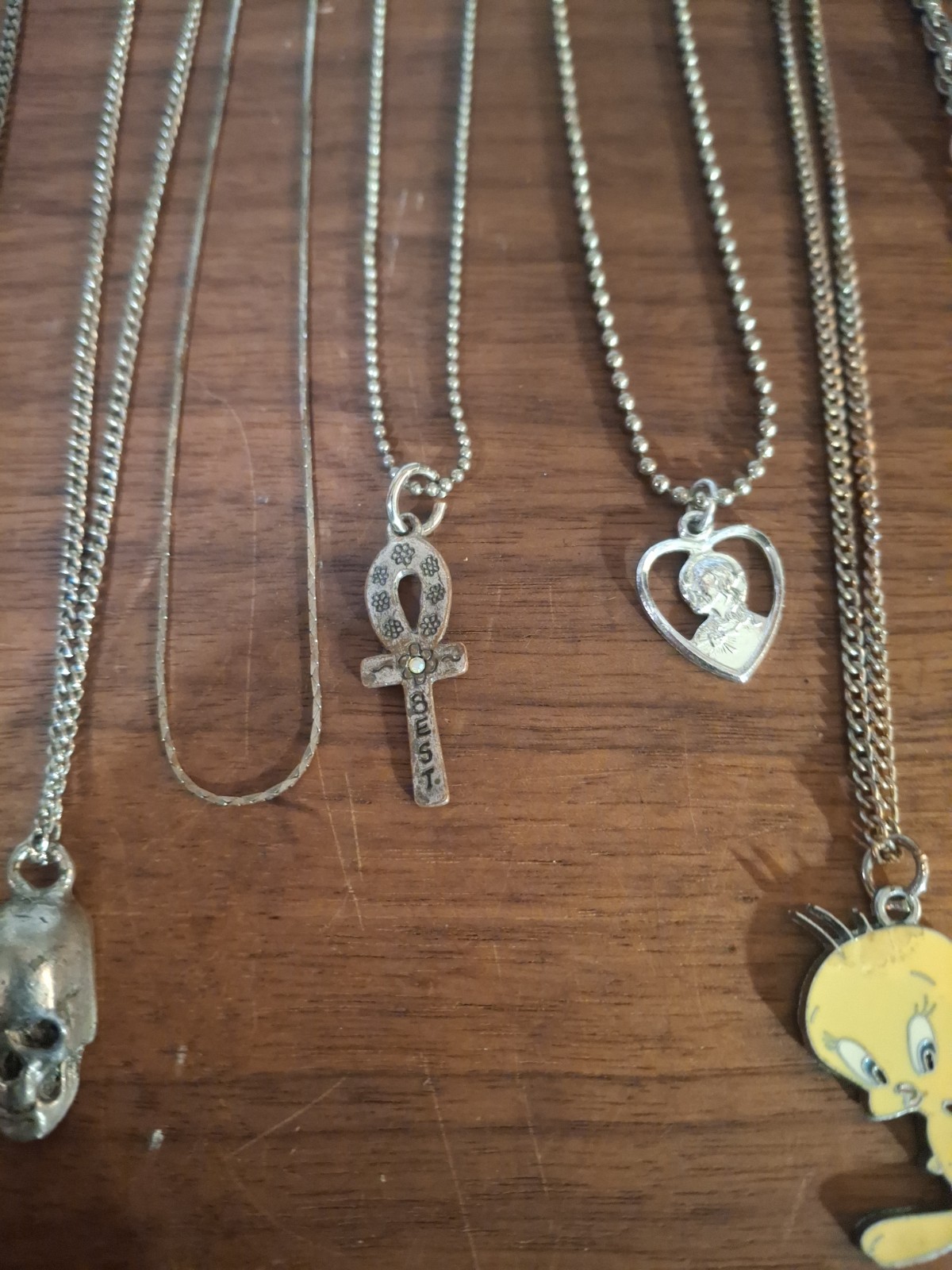 JEWELRY NECKLACES 17PC. HEART BRACELET AND DIAMOND EARRINGS. SEE PICTURES…