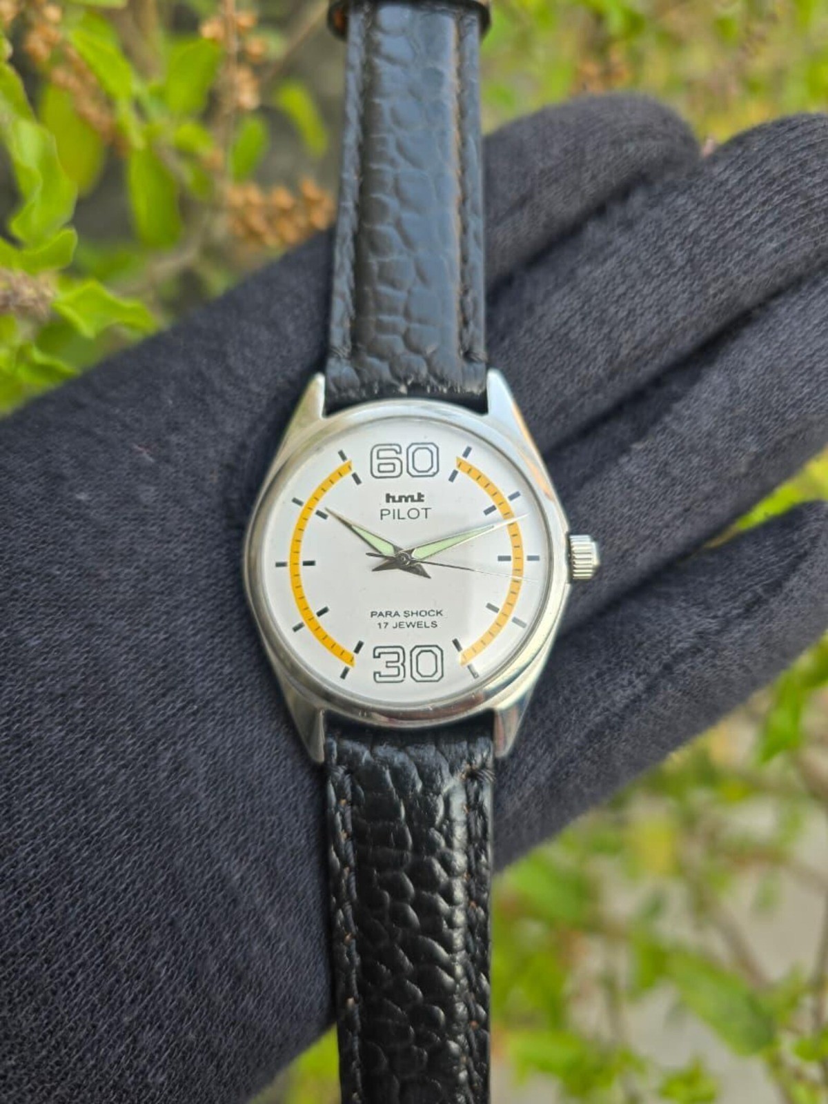 Vintage Hmt Pilot Hand Winding Men Steel 17 Jewels Refurbished Wrist Watch