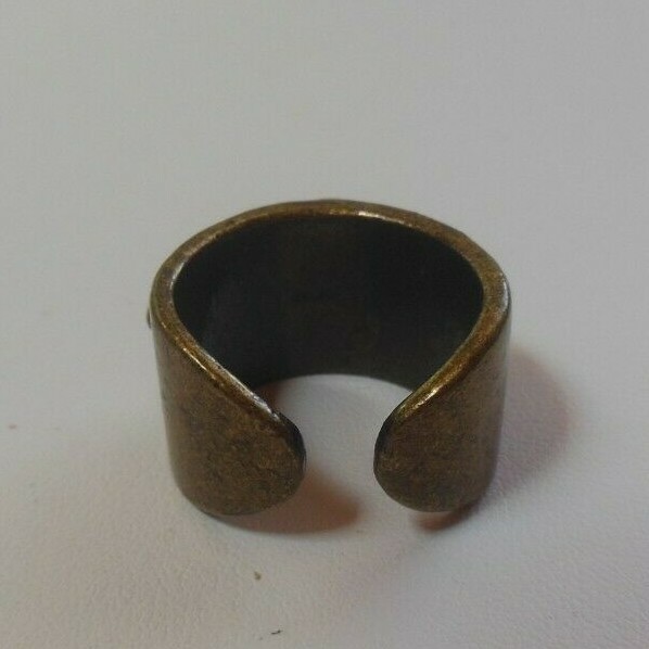Vintage Signed N A Brass Orange Cabochon Ring Size 8