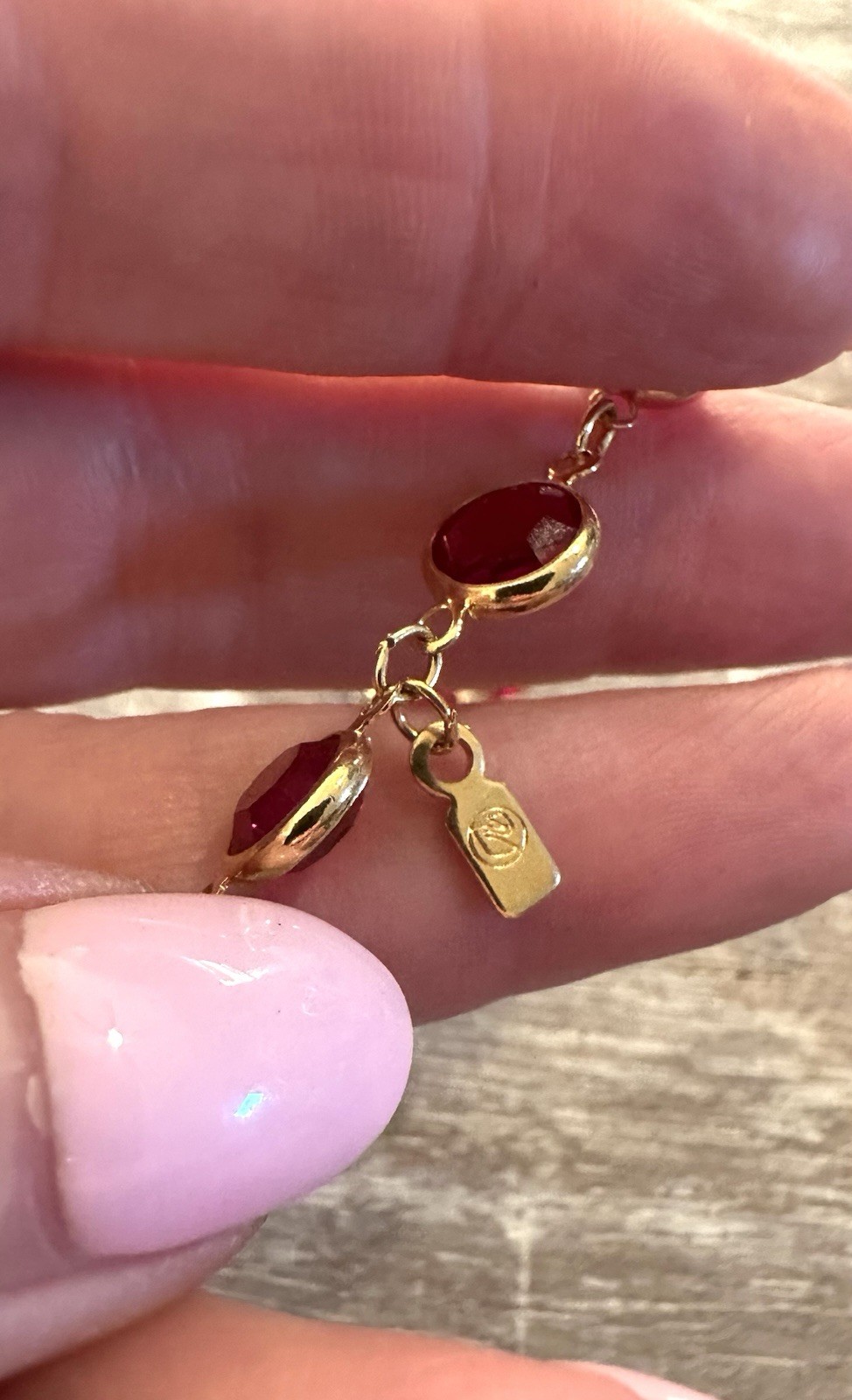Vintage Swarovski Swan Signed Red Crystal Open Back Bezel Set Gold Tone Necklace