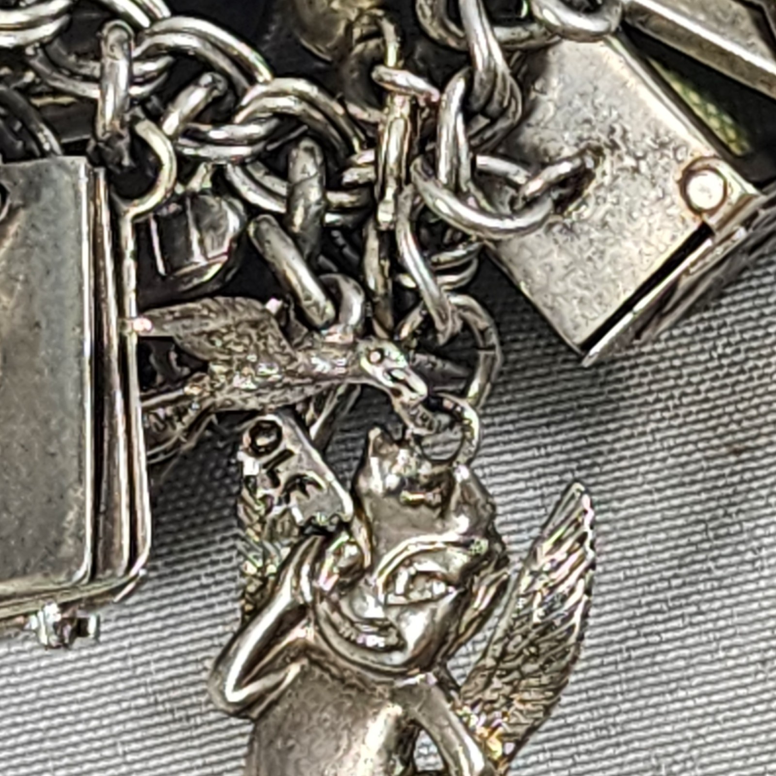 VTG Charm Bracelet 50+ Charms Sterling + Mixed Metals Movable Parts Estate Sale