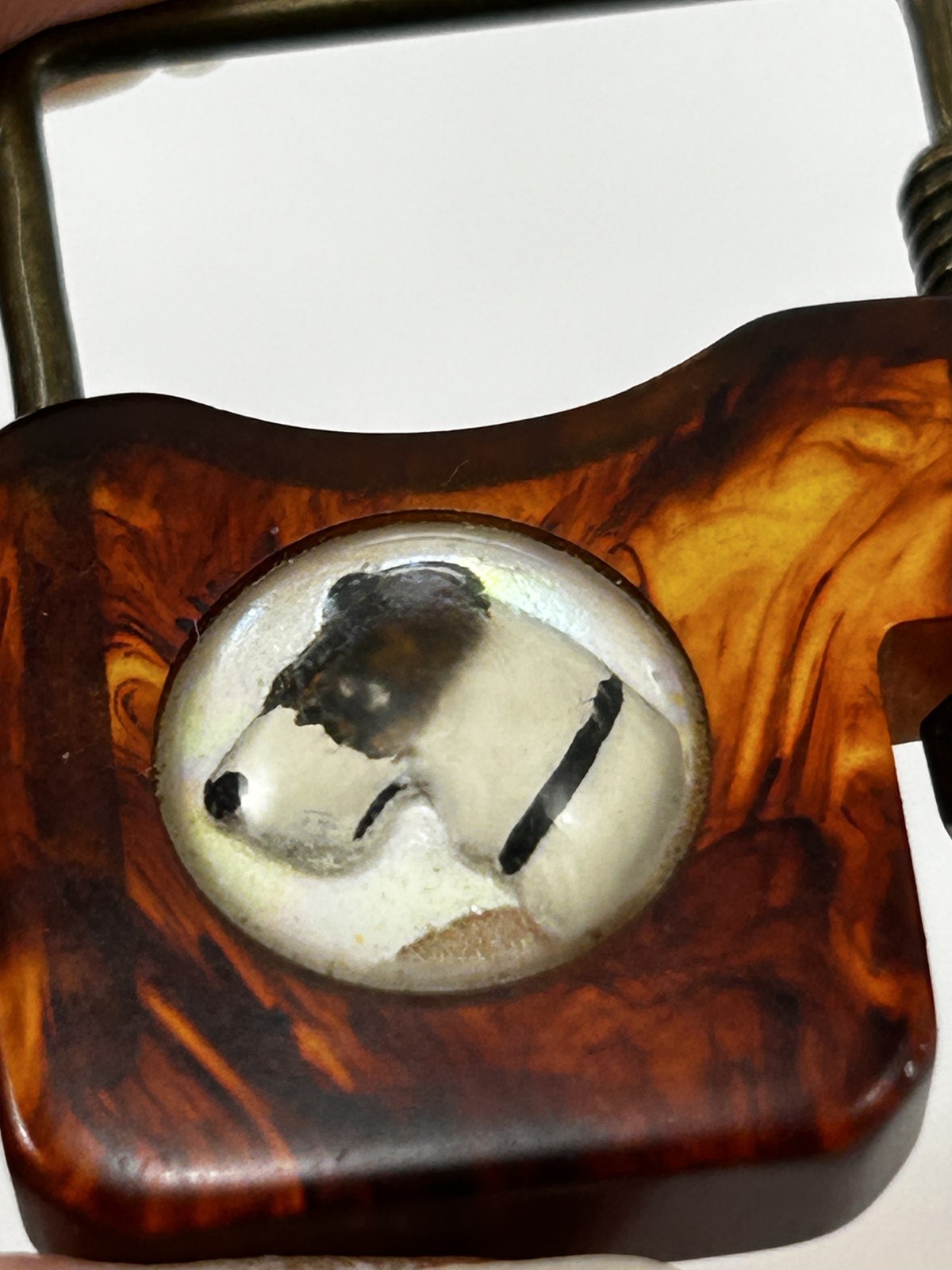 Vintage Antique Tortoiseshell Celluloid Dog Bakelite Mother key Pearl Clip tag