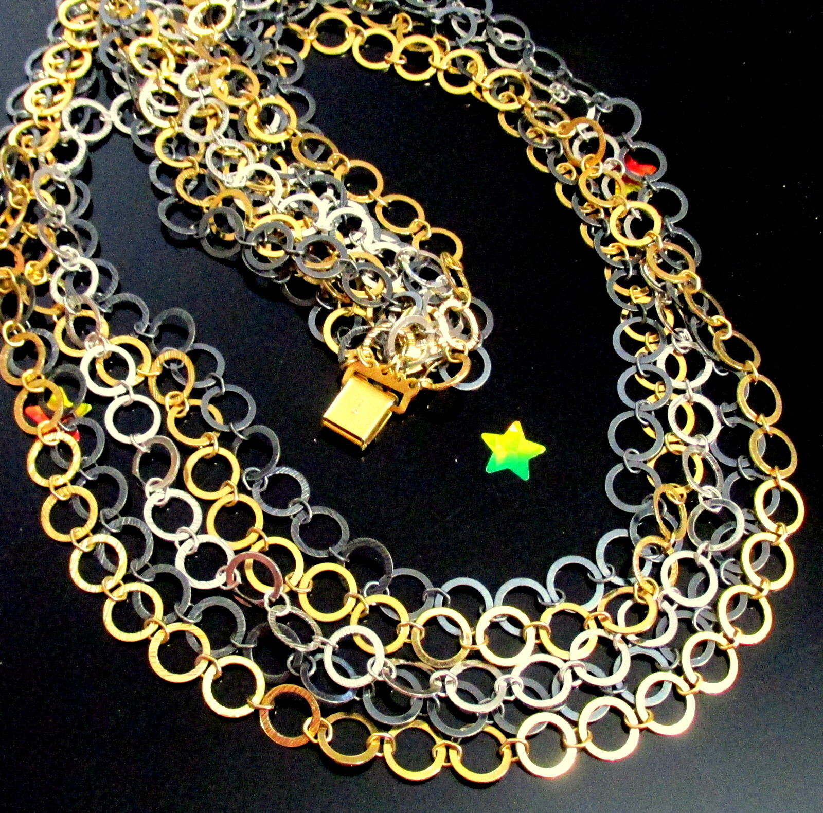 VTG RUNWAY NAPIER LUXE 36″ SWEEPING MULTICHAIN MIXED METAL NECKLACE MODERNIST