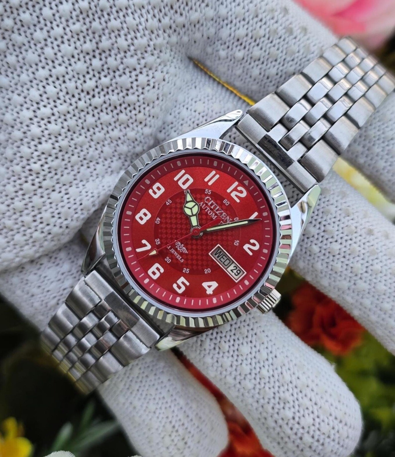 Vintage Citizen Automatic Men’s Steel Transparent Back daydate 21 Jewel Watch