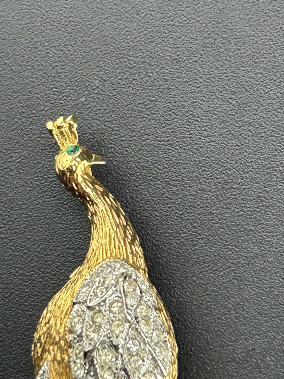 Designer (Panetta?) Signed Pave Rhinestone Peacock Brooch