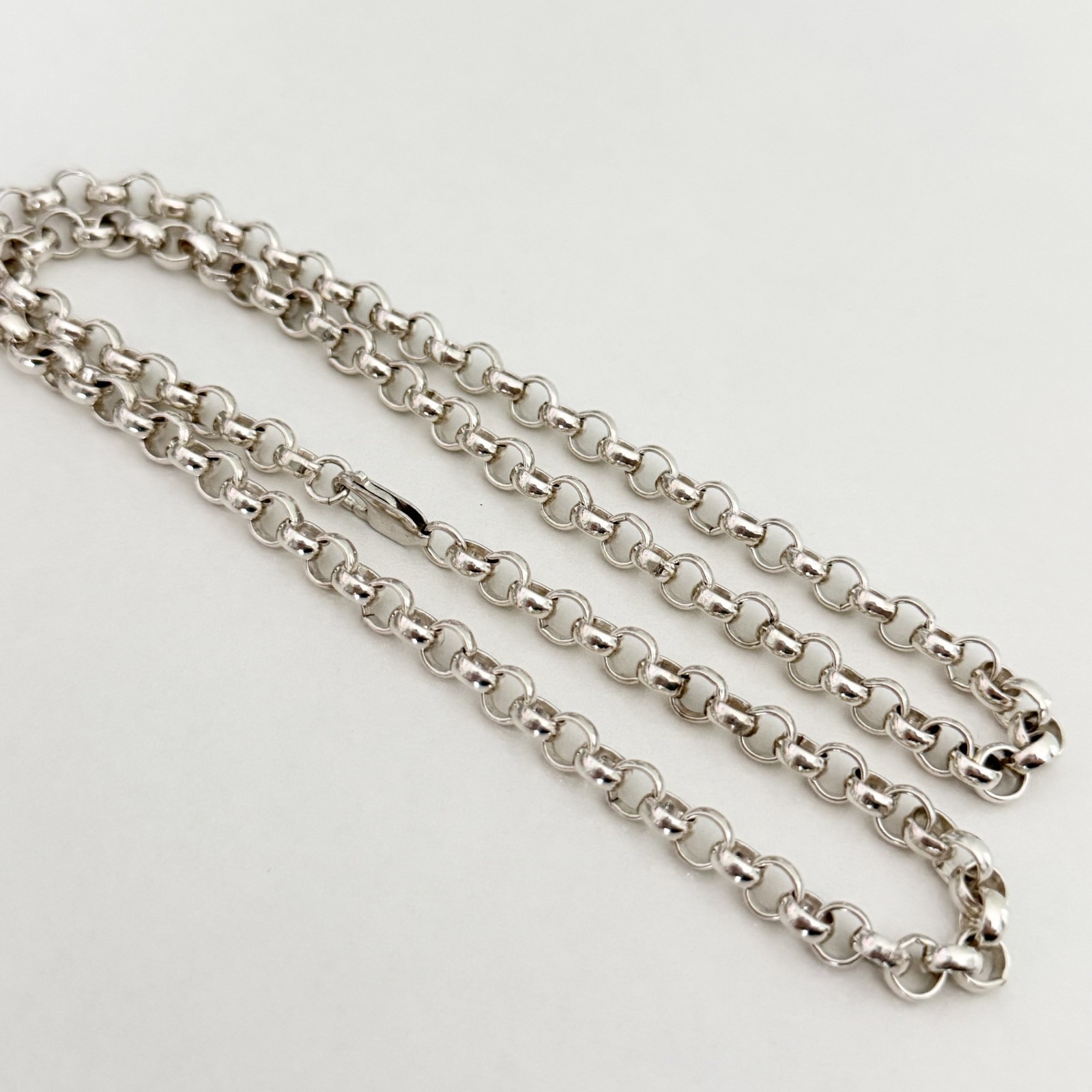 925 Sterling Silver 6MM Round Rolo Link Heavy Chain Necklace 24″