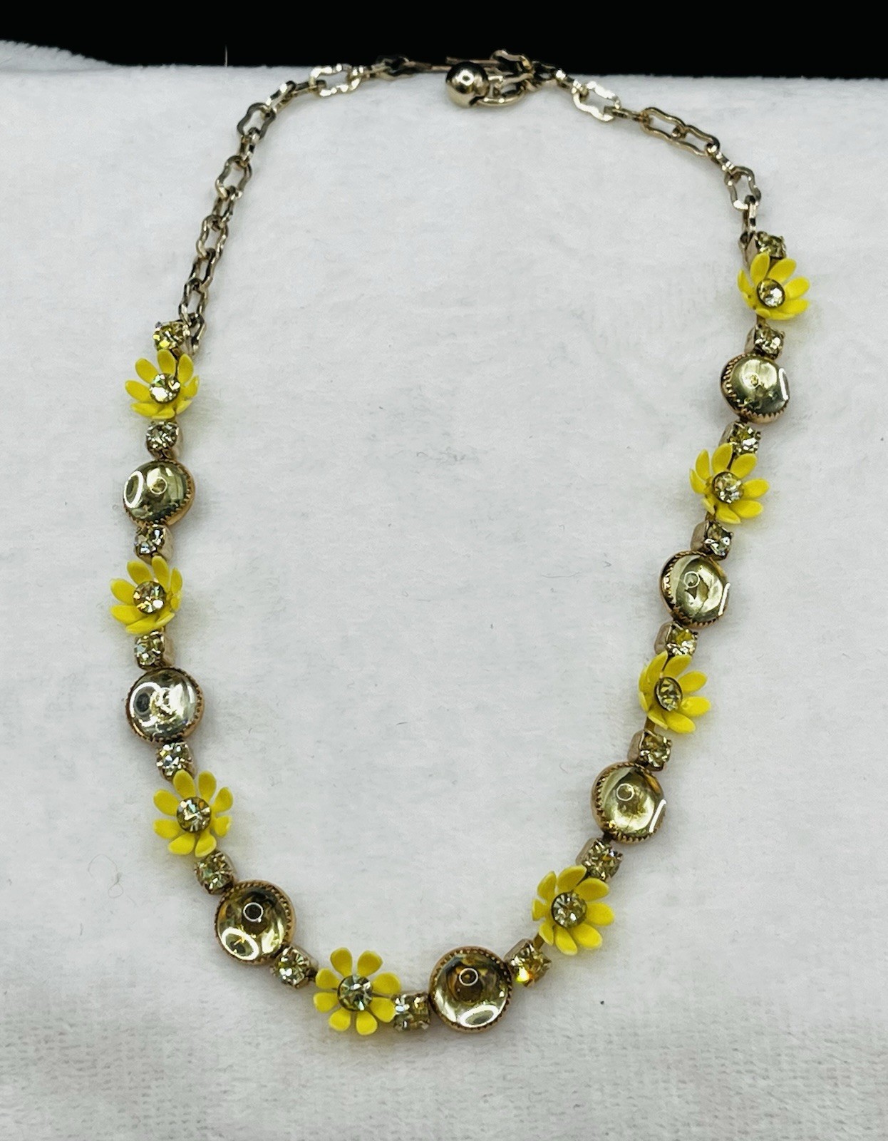 Summer Yellow Daisy Cabochon & Rhinestone MCM STYLE NECKLACE Bracelet set Choker
