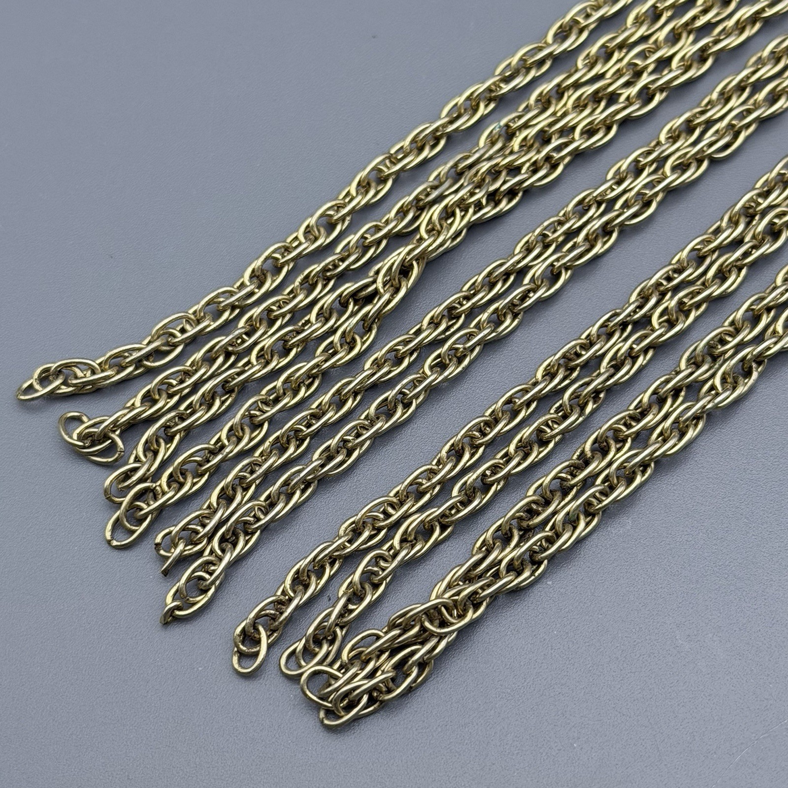 VTG 60s Gold Tone Tassel Chain Necklace Abstract Geometric Pendant Statement