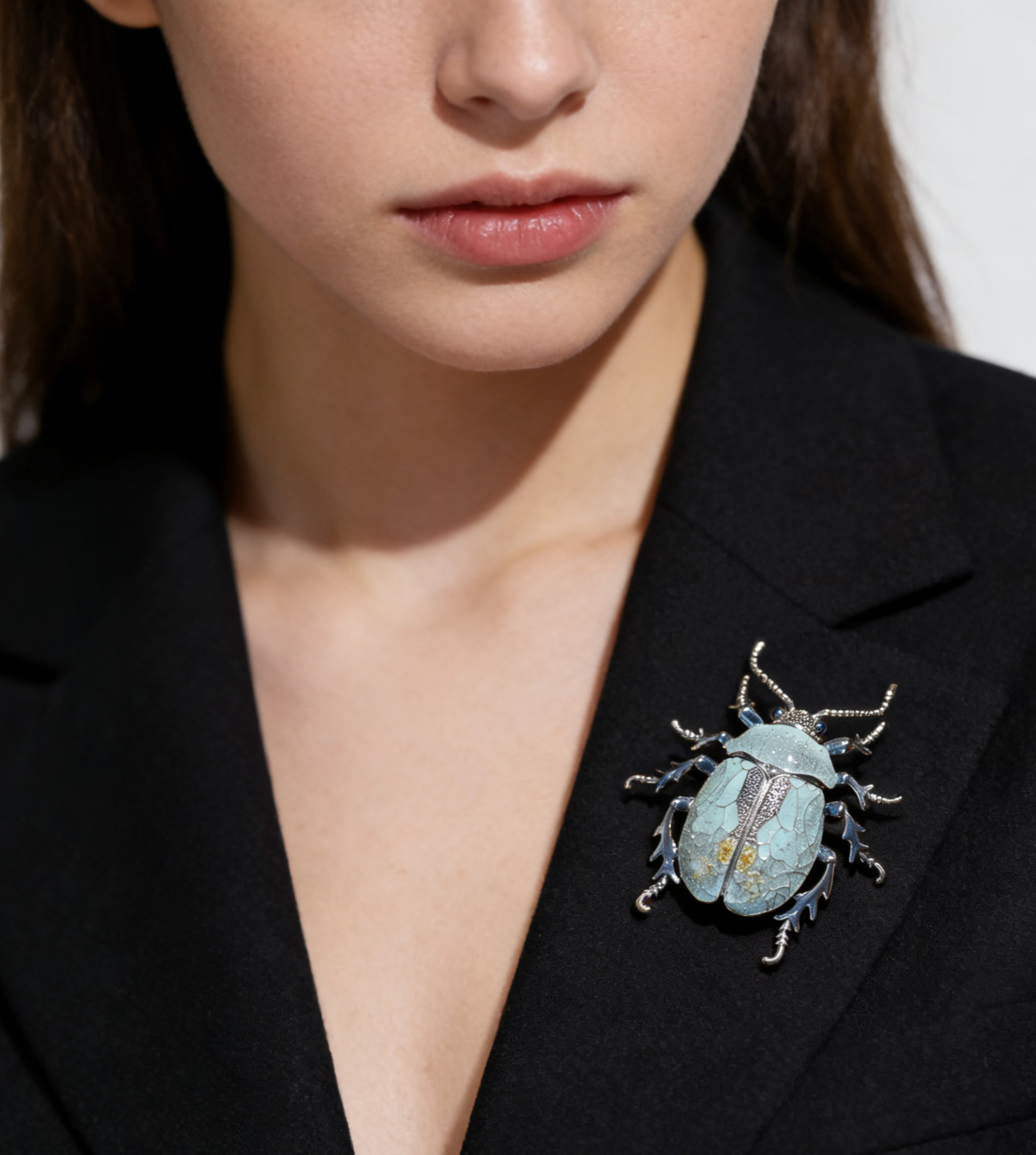 High quality Art Deco Blue Beetle Insect Brooch Original Design Enamel Brooch