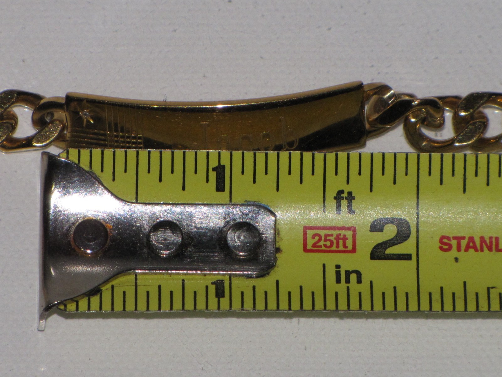 Vintage Speidel USA Personalized ID Bracelet Gold Tone Diamond Accent Mens