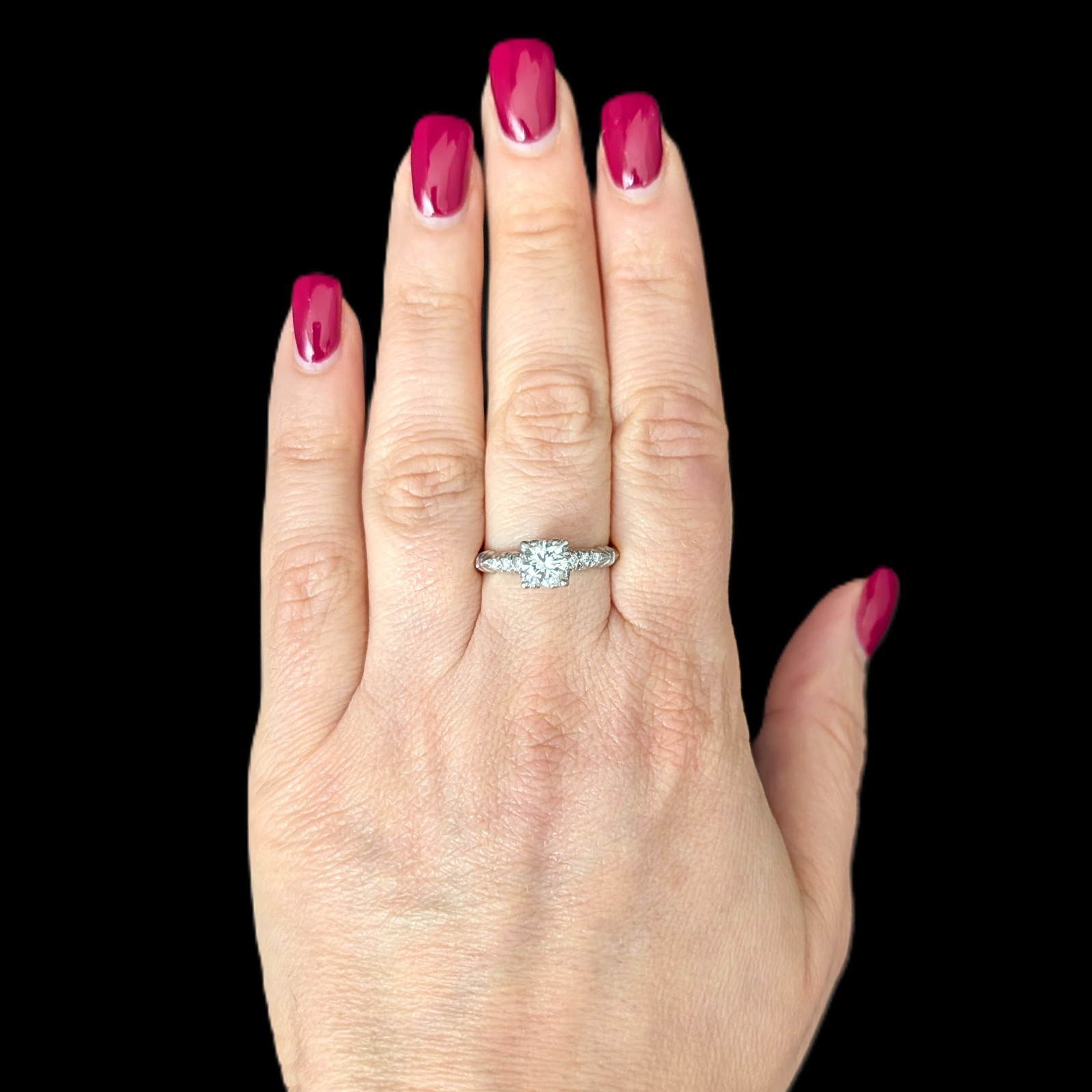 1950s Vintage Old GIA Cert. 0.96ct Diamond Platinum Engagement Ring Estate Gift