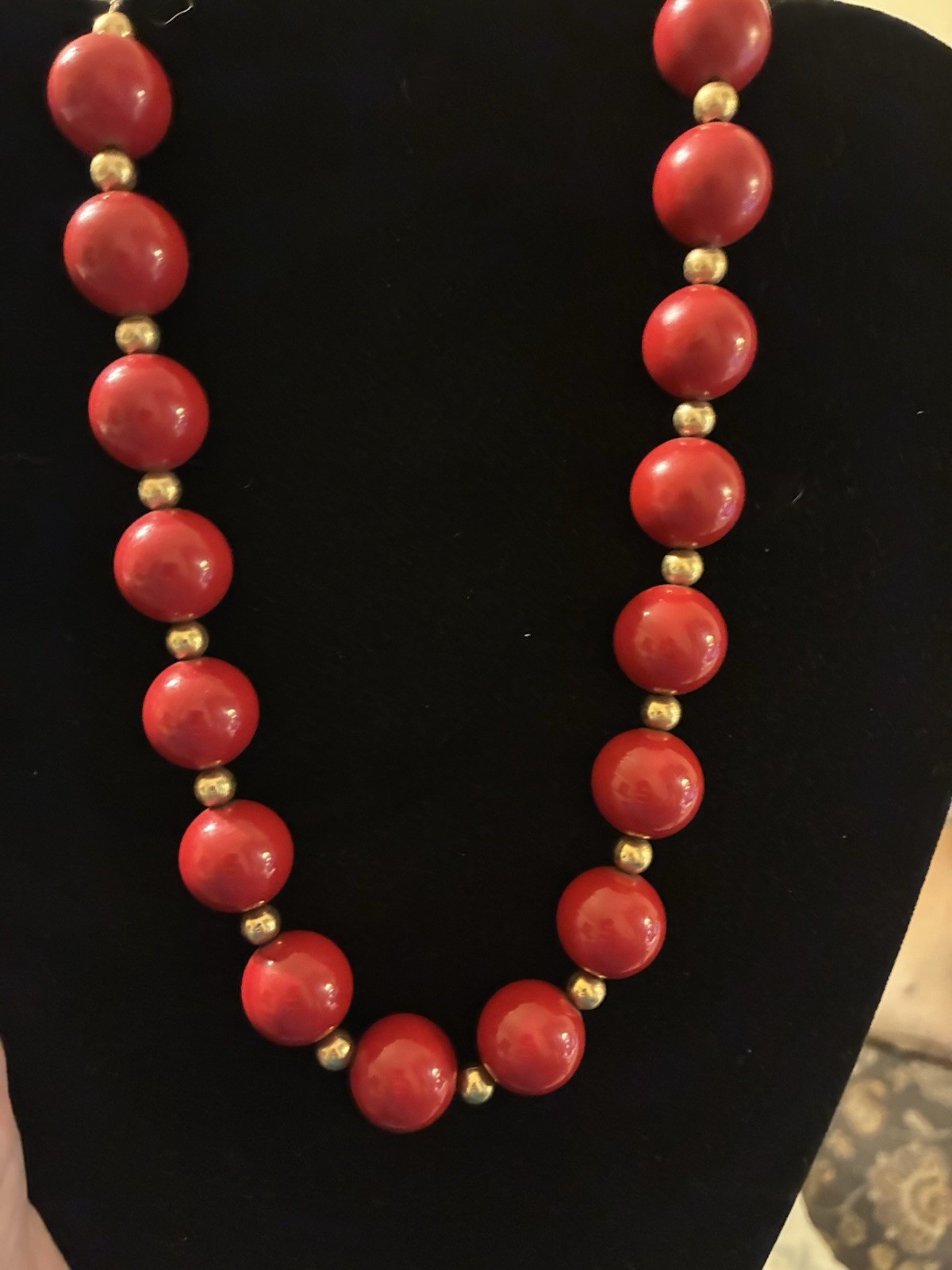 Vintage NAPIER 1/20th 12k GF Gold And Red Necklace