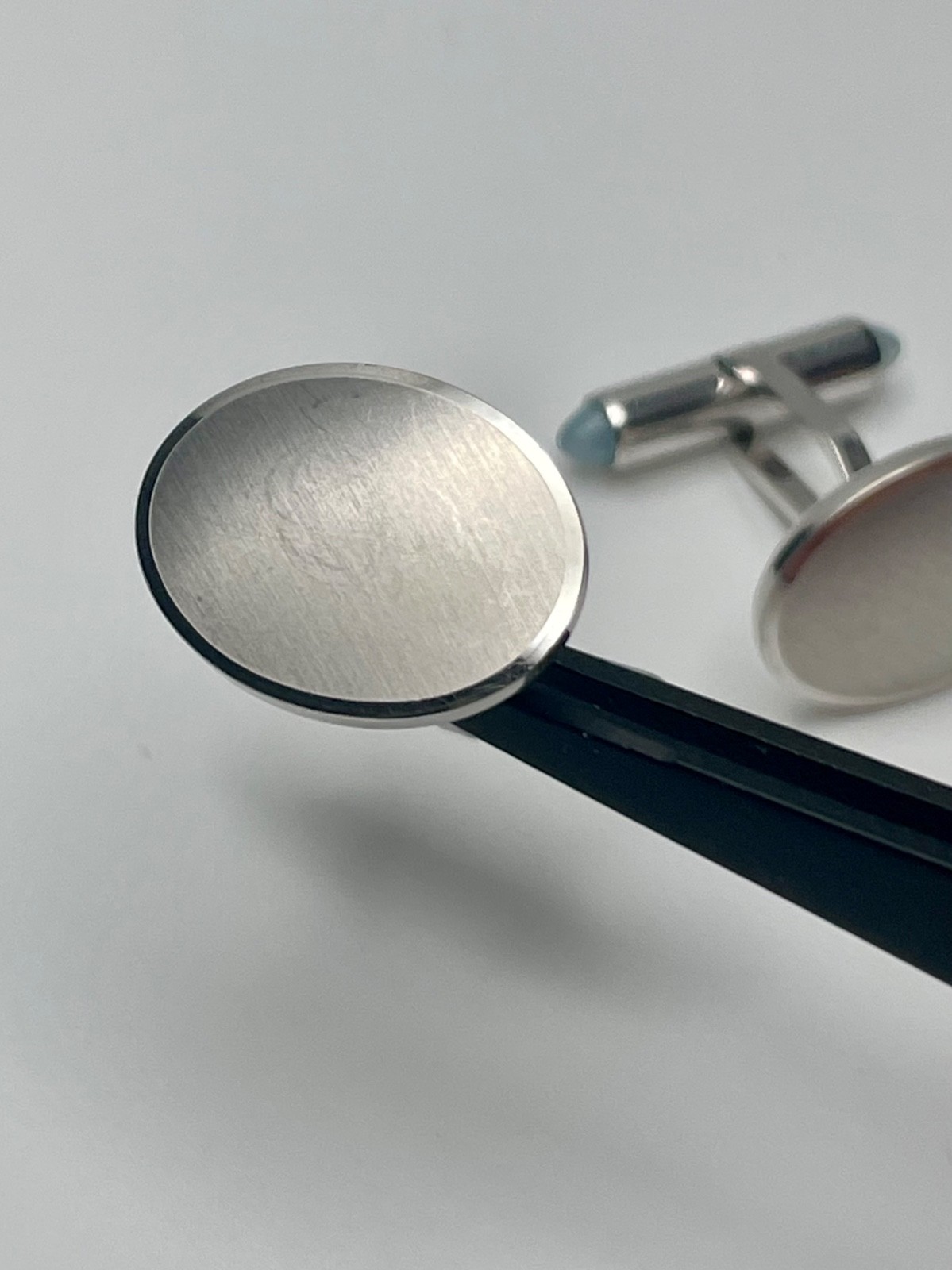 Vintage Krementz 14K White Gold Overlay Brushed Finish Minimalist Cufflinks