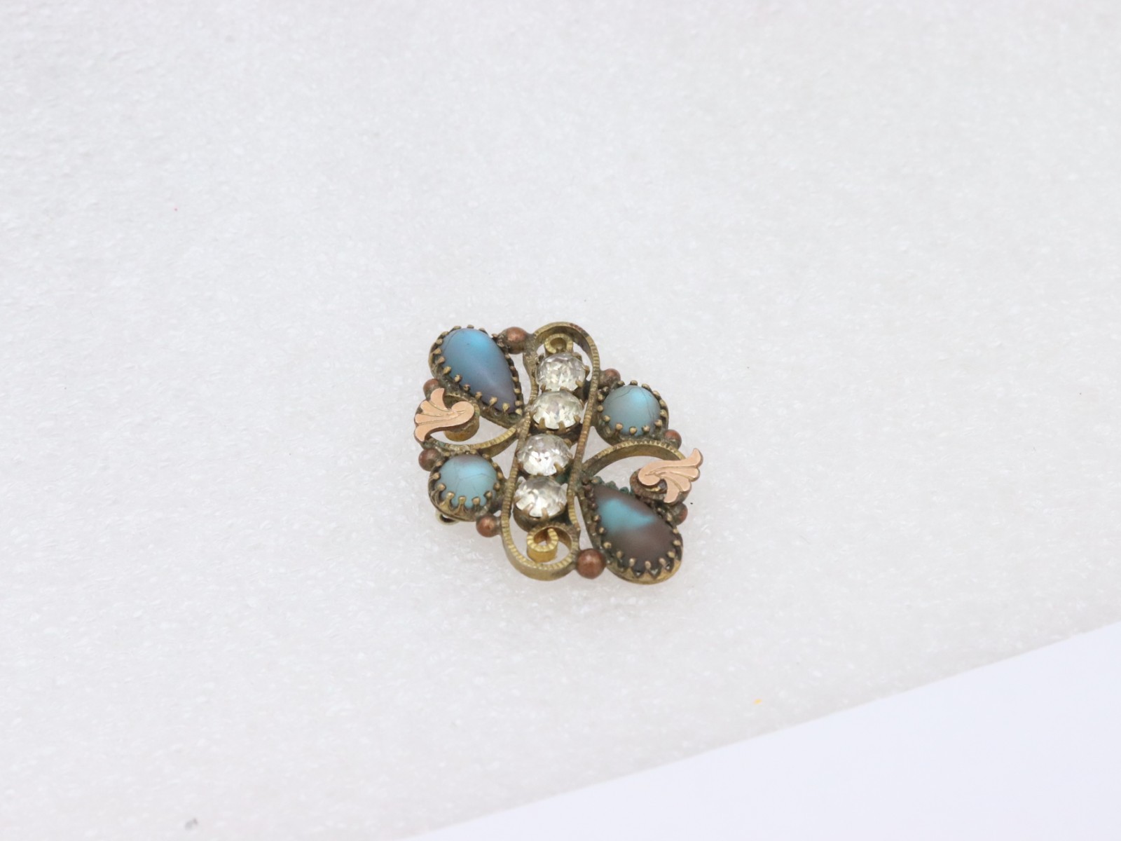 Vintage Antique Gold Filled Sapphiret Crystal Rhinestone Pendant 4 Necklace