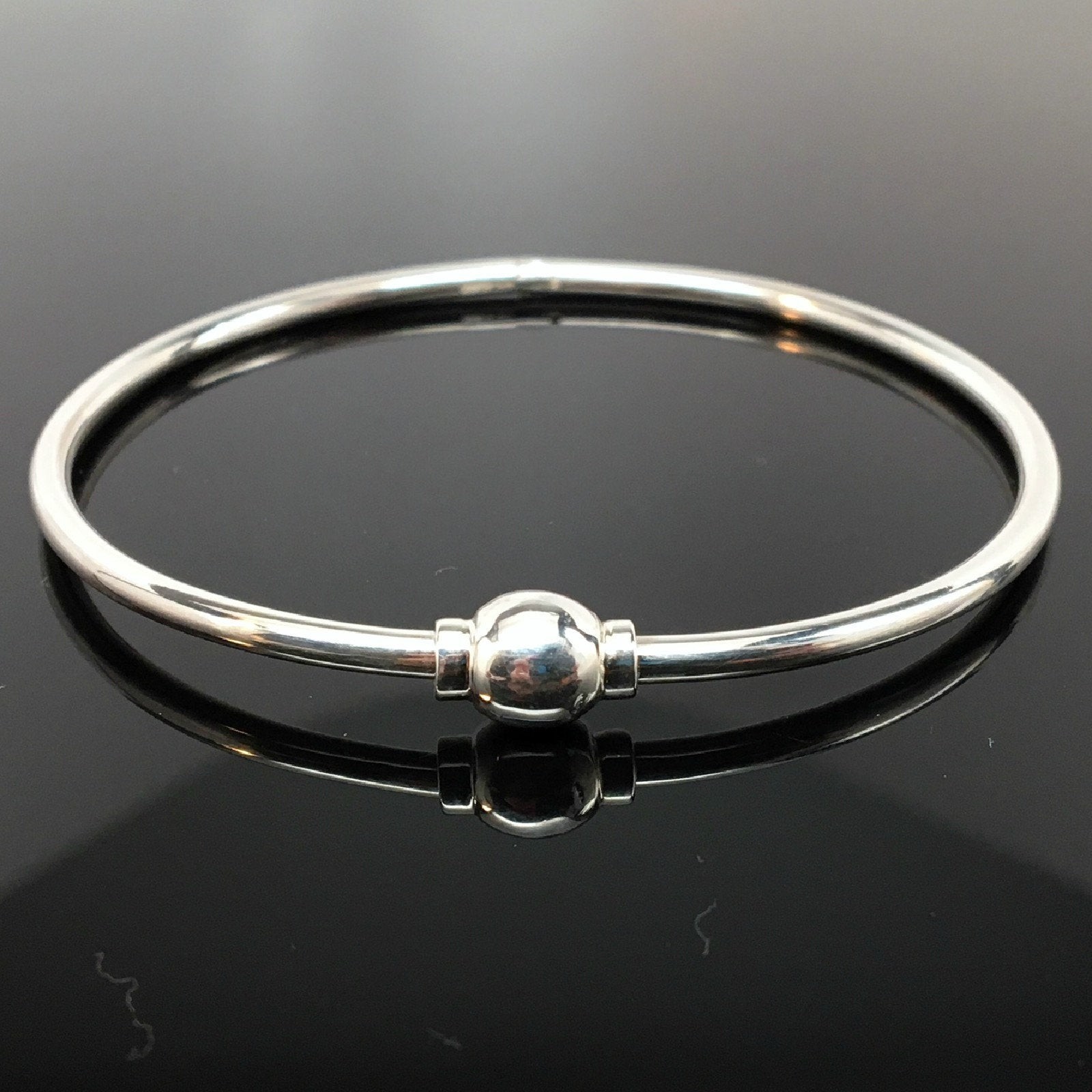 Sterling Silver Eternity Bangle Charm Bracelet Modern Brown County Silver New