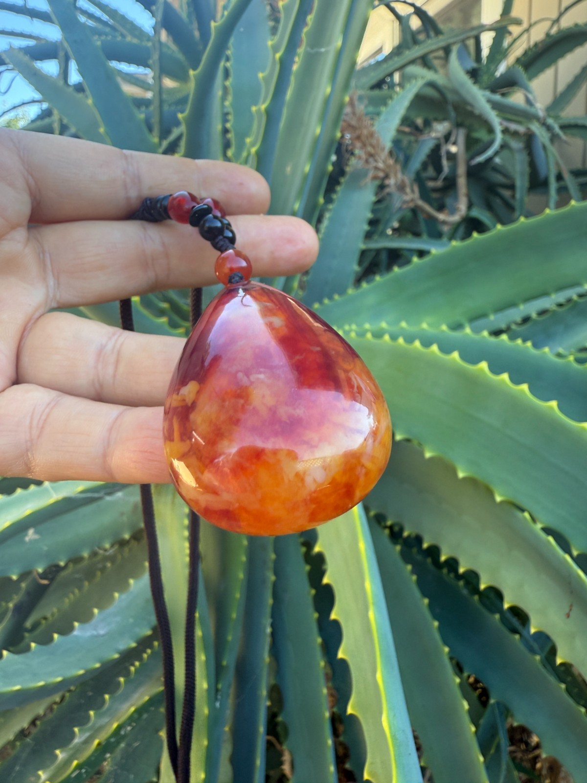 Vintage Cherry Amber Teardrop Pendant