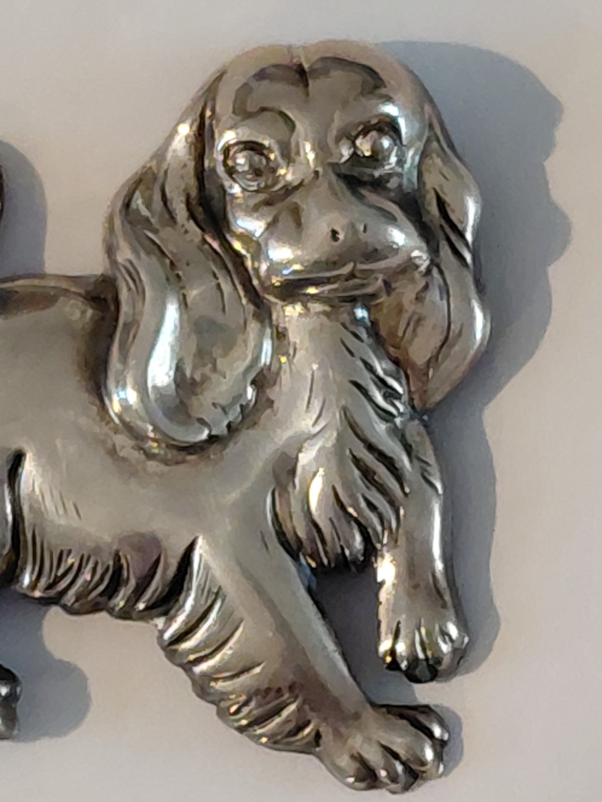 Vintage Cocker Spaniel Sterling Silver Pin by Lang 1 5/8″