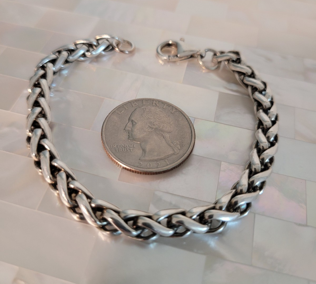 Vintage MSC 925 Sterling Silver Interwoven Link Bracelet 7.5″ L – 23.6 grams