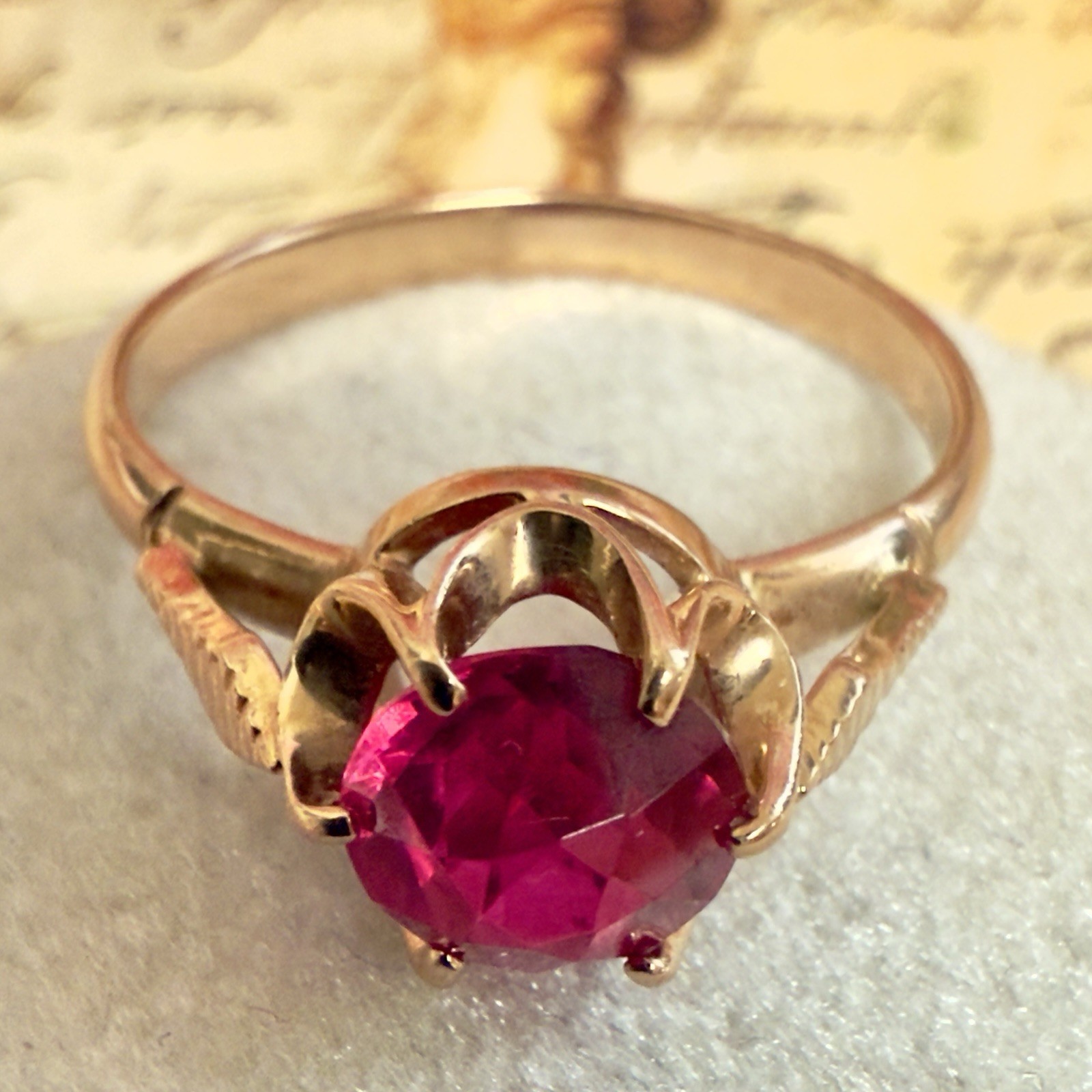 Size 8.5 Stunning Vintage 583 14k Rose Gold Ring – East European USSR Era #1851