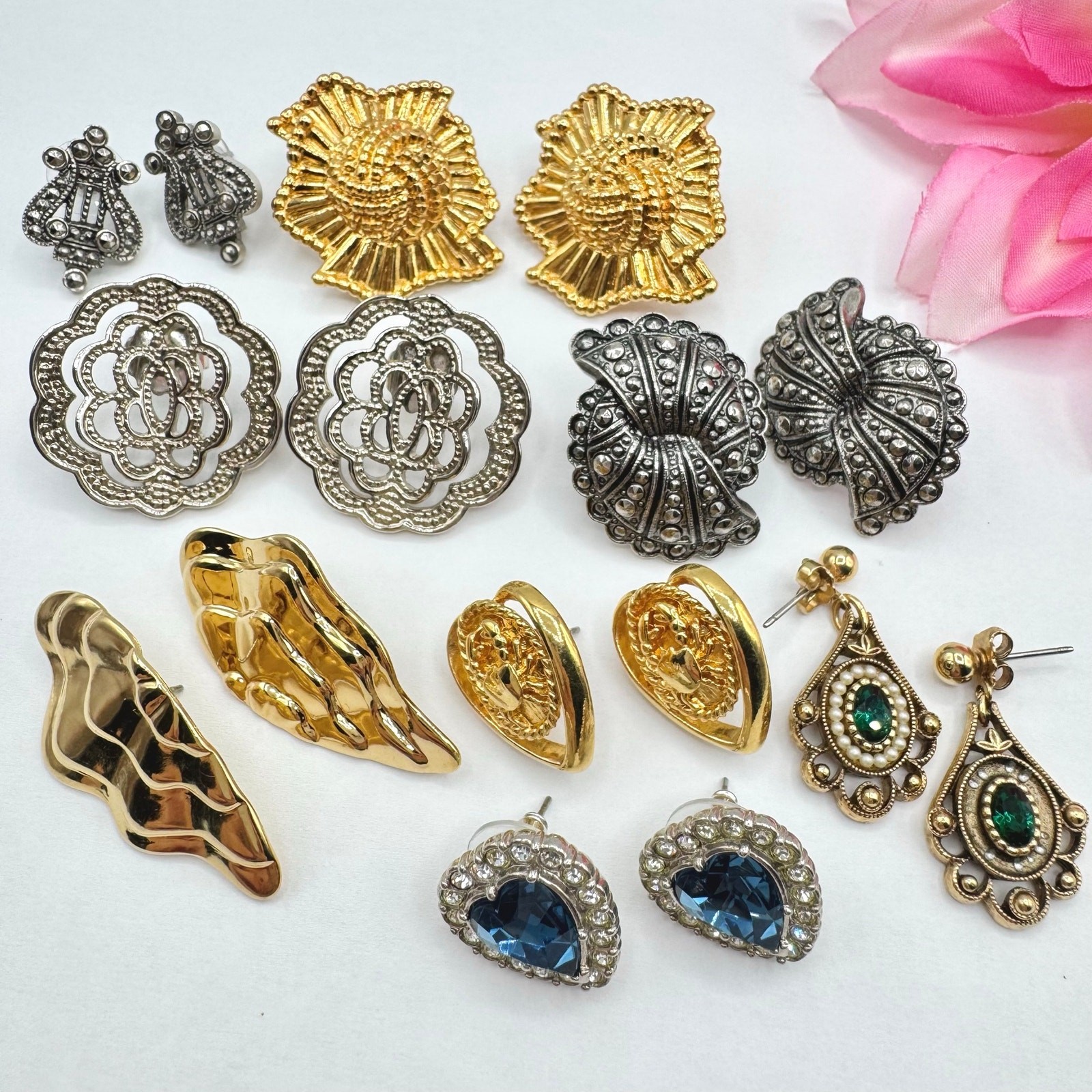 Vintage Avon Earring Lot 80s 90s Opulent Ornate Statement Retro Mixed Styles
