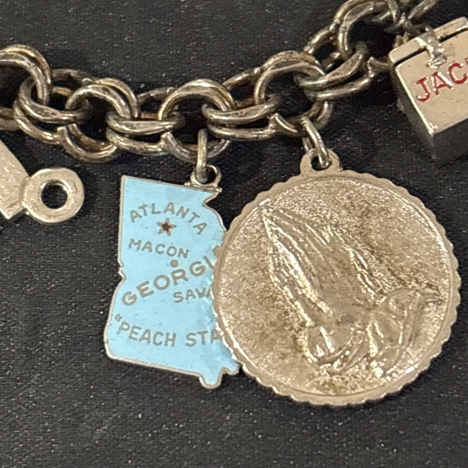 Vintage Danecraft 925 Sterling Silver Charm Bracelet With 12 Non Silver Charms