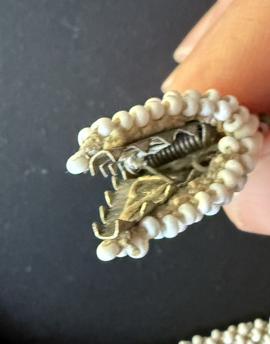 1920-30 Crochet Beaded Snake Necklace Metal Clamp Rare WWI Prisoner of War RARE