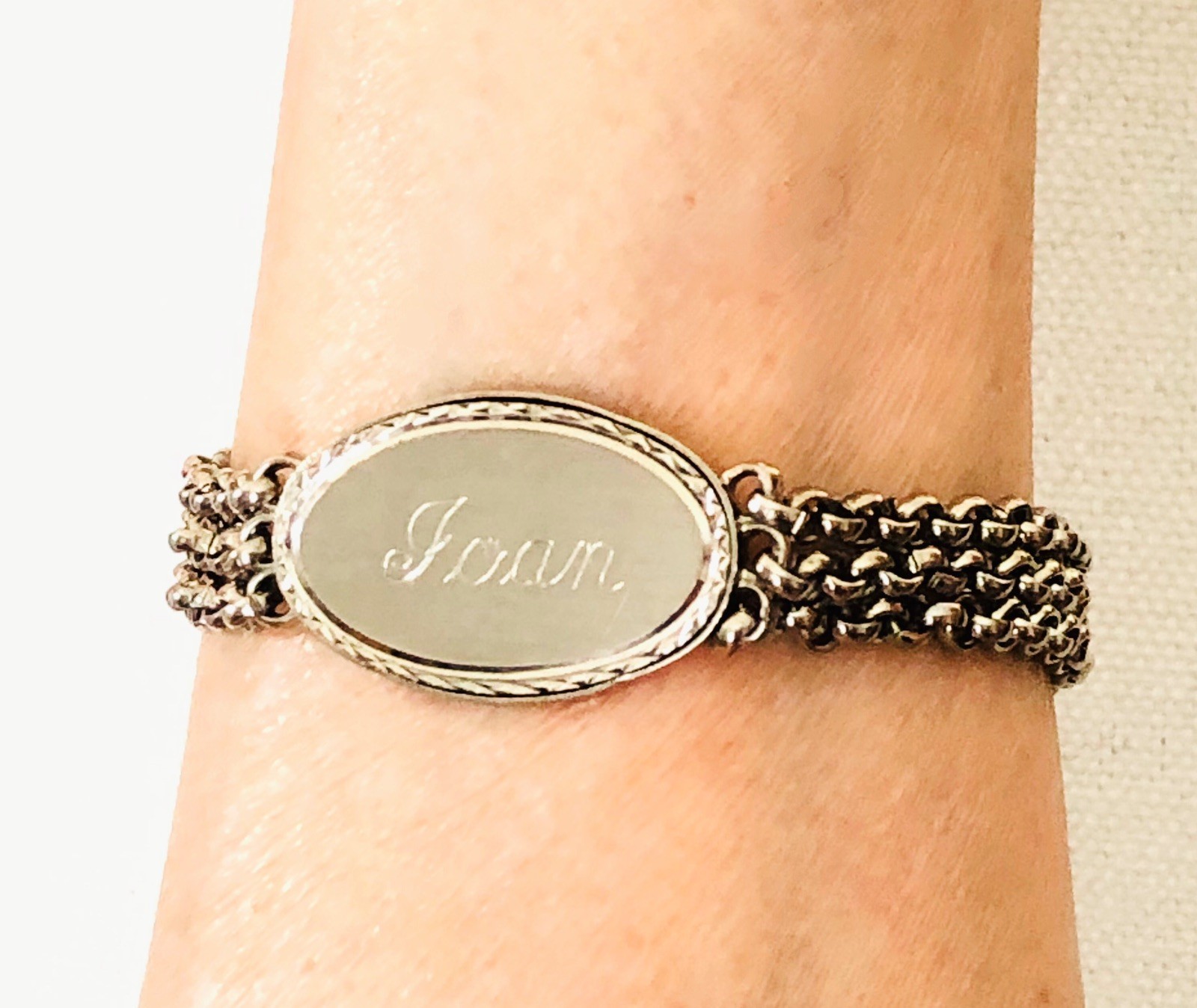 Speidel Joan ID Identity Cursive Name Bracelet Vintage Signed Jewelry Gift 7”