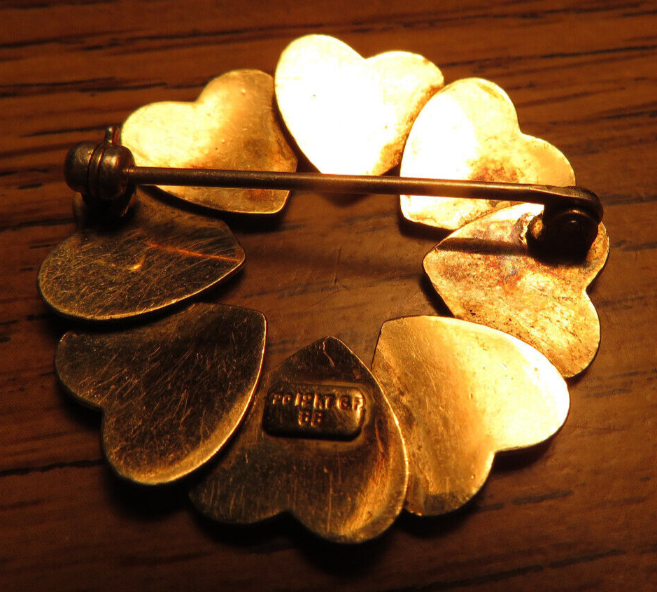Vintage 1/20th 12K Gold Filled Mini-Hearts Brooch Signed BB Bond Boyd