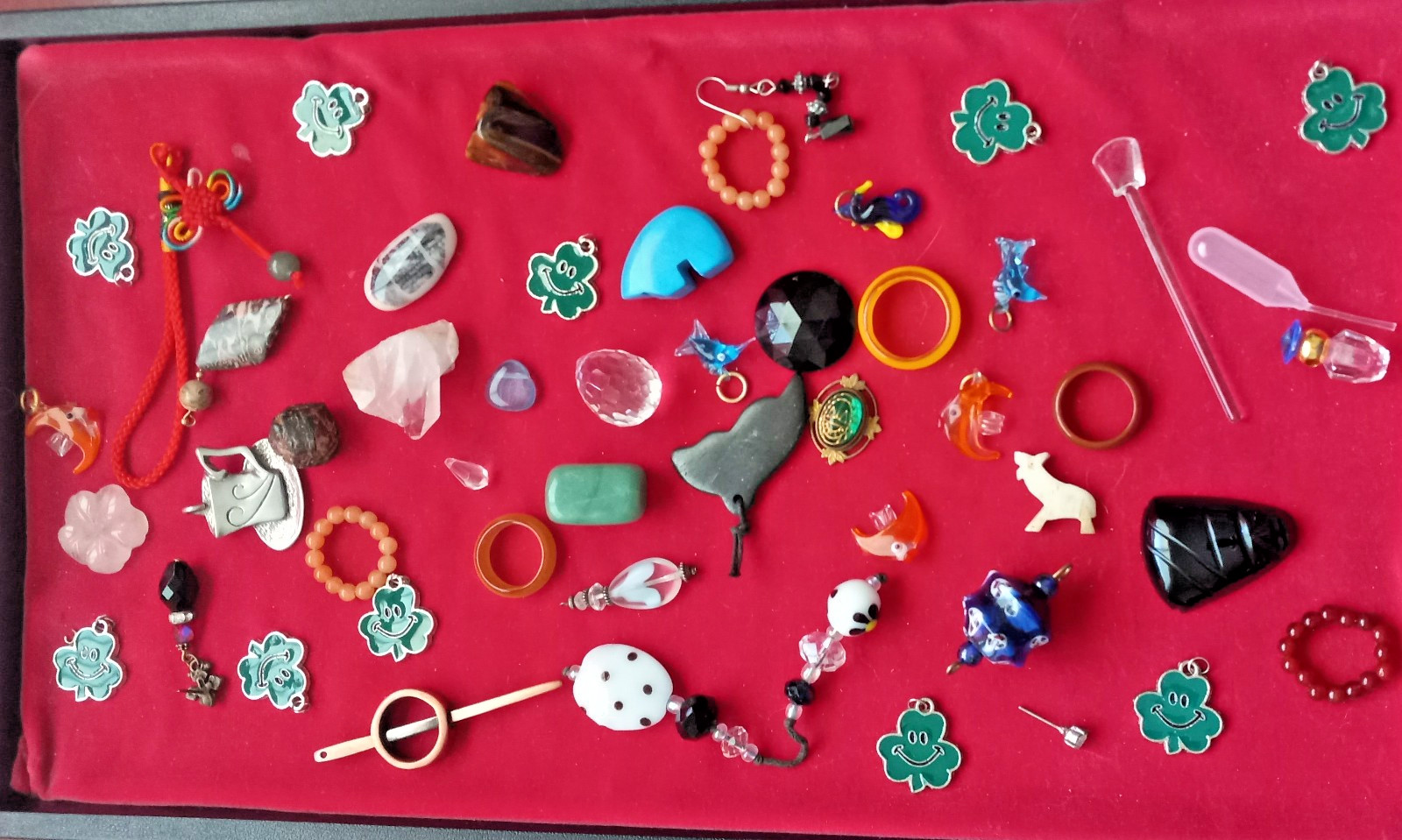whole bunch jewelry charms pendants gemstones vtg lot crystal perfume bottle #2