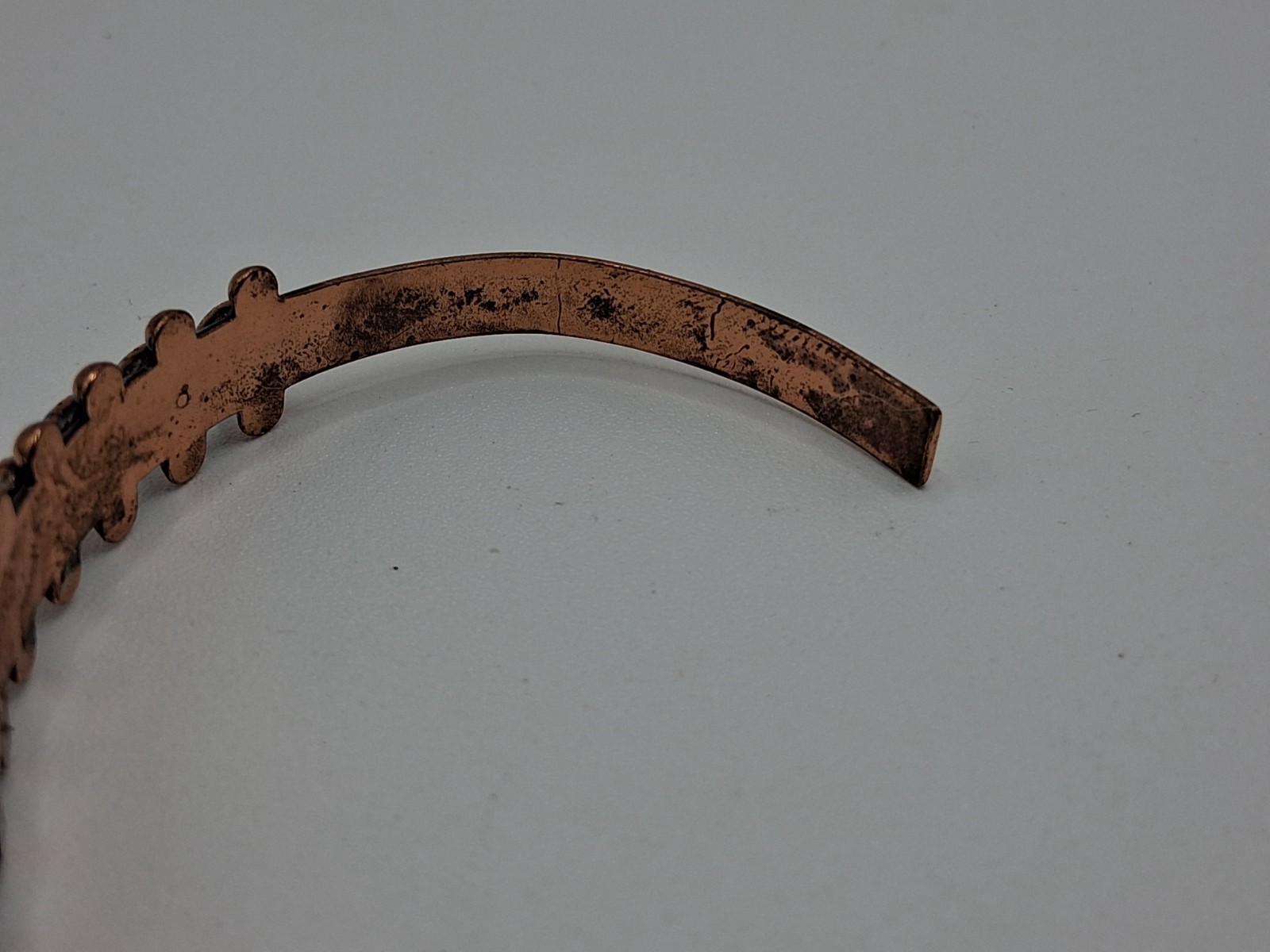 Vintage Wheeler Mfg. Copper Turquoise Cuff Bracelet 6 3/4″ 9.5mm Wide