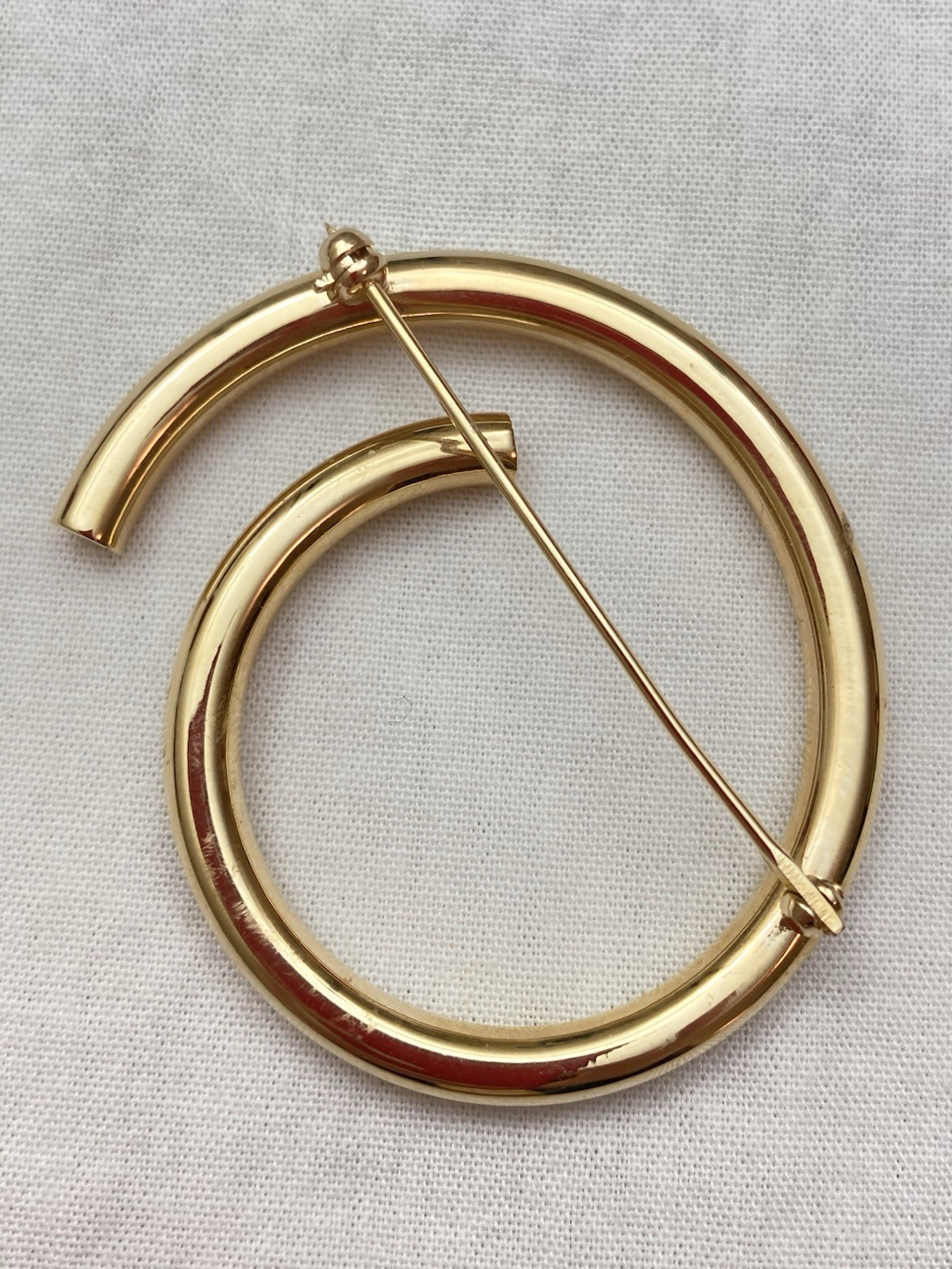 Estate Vintage 1 5/8″ PBD 14K Polished Yellow Gold Circle Spiral Pin/Brooch 4.5g