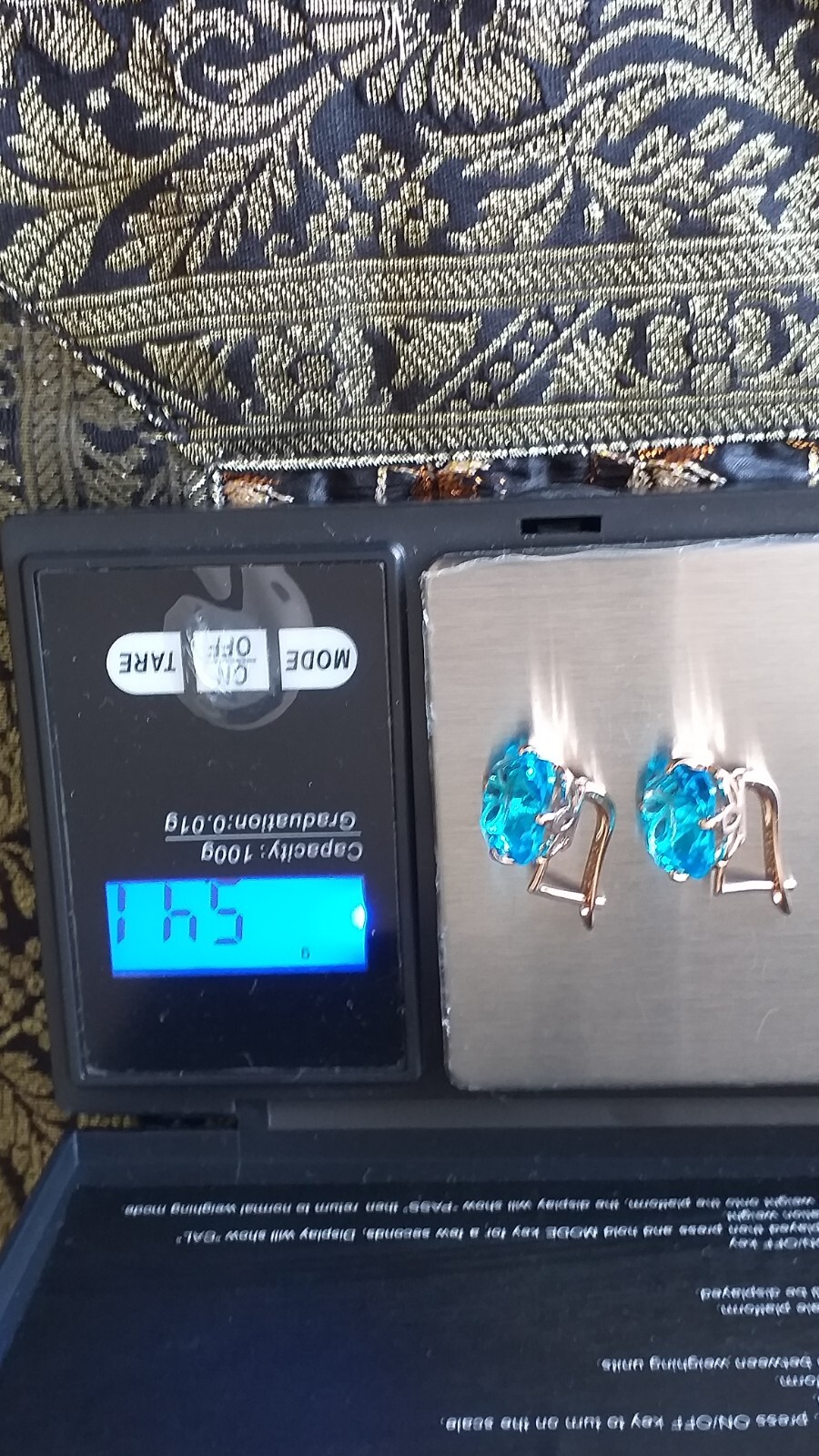 Vintage 1990-s 14 Ct Rolled Gold Large Blue Topaz Earrings-Hallmarked 585 RG