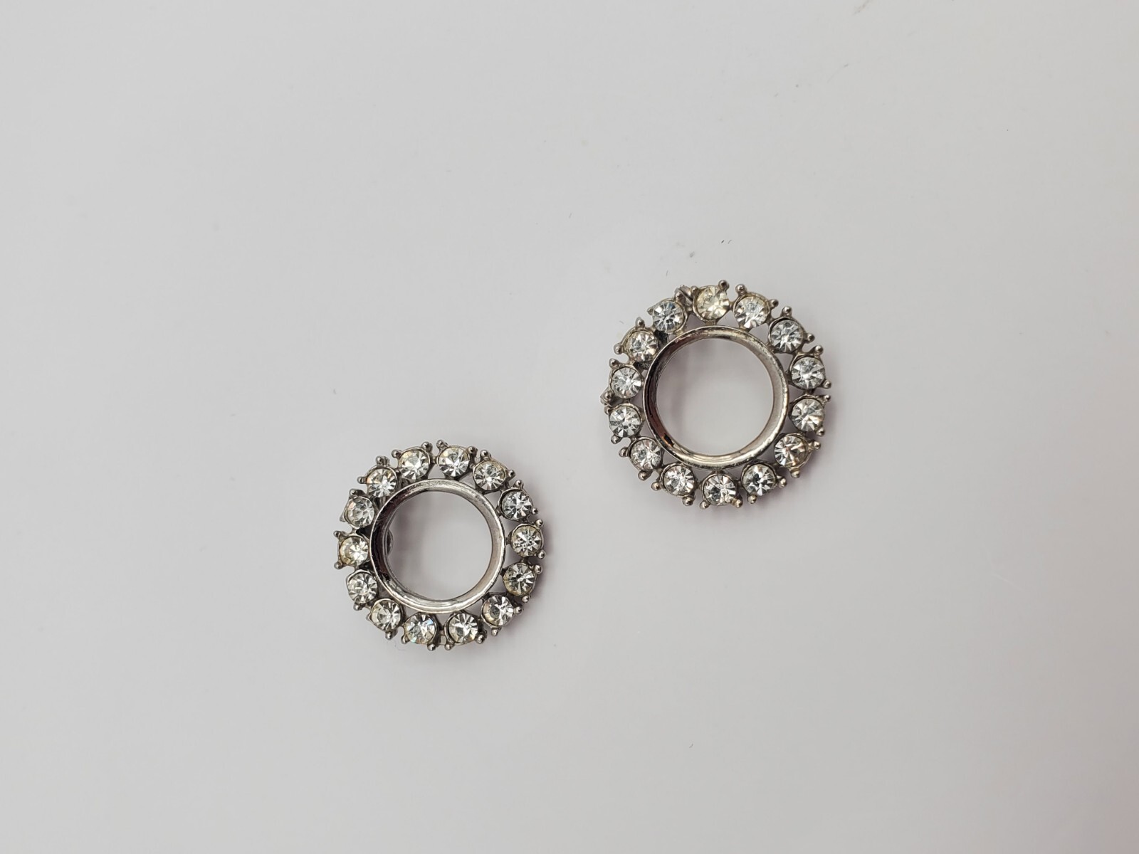 Vintage Silver Rhinestone Brooch Pins Set Pair Of 2 Costume Jewelry Accessories