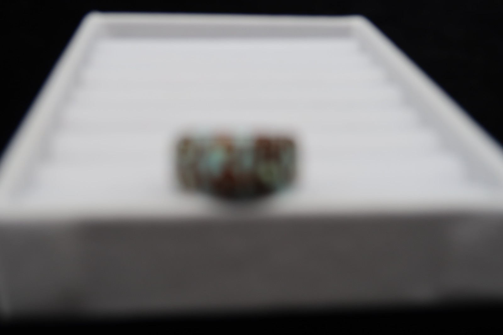 Vtg Enamel Over Acrylic Resin Ring Robin Egg Blue w/ Brown Swirl Accents Pretty