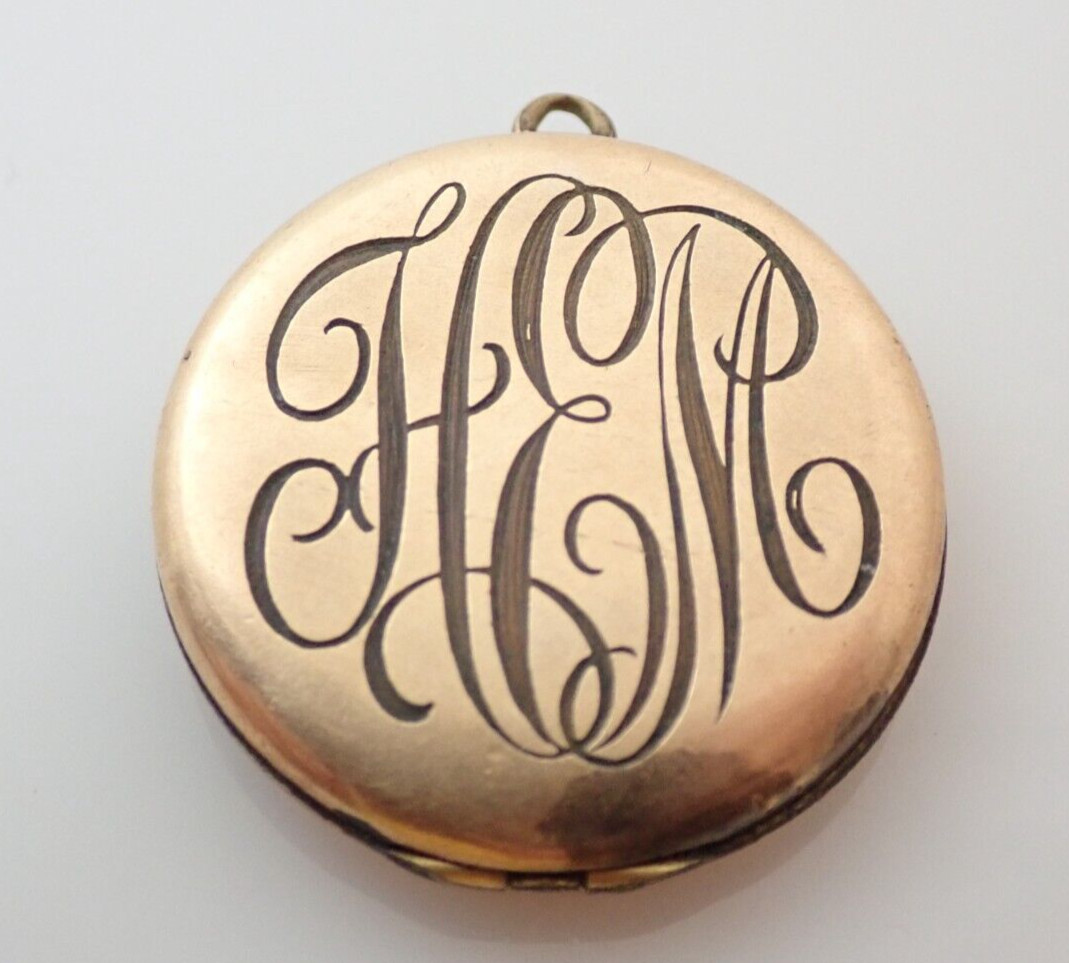 Antique Gold Filled 1 1/4″ Picture Photo Locket Necklace Pendant
