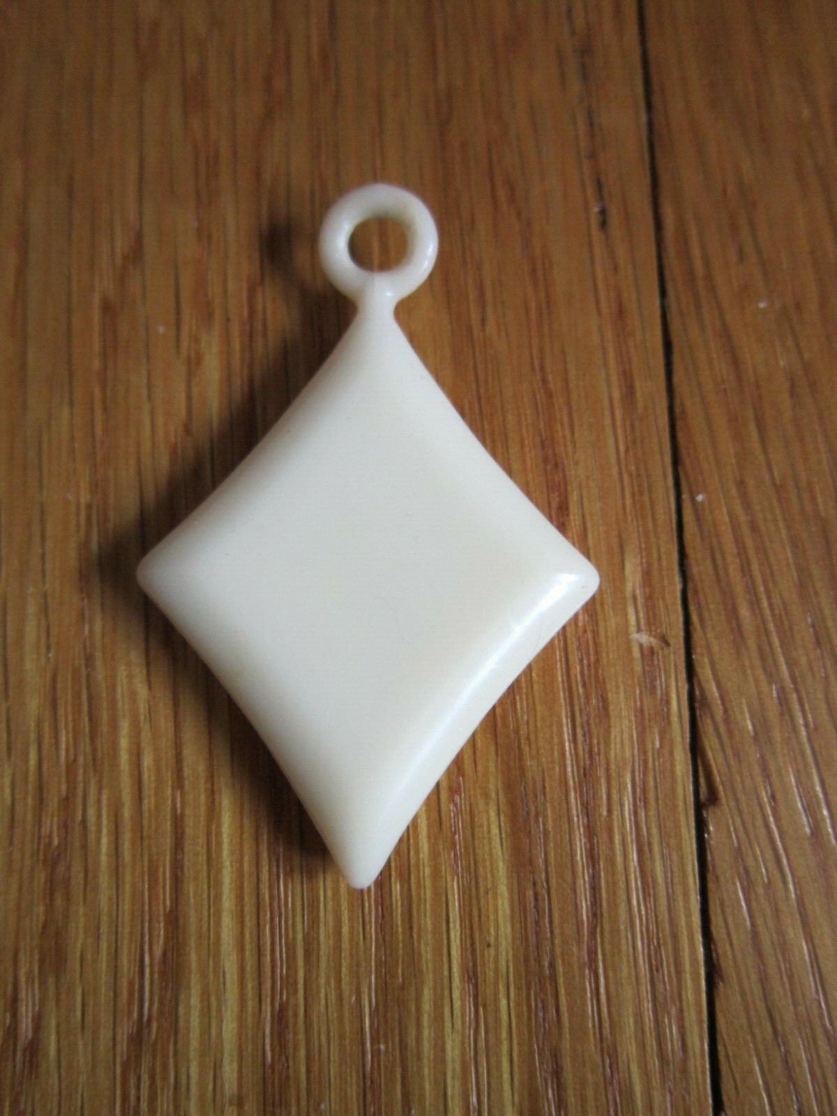 Vintage Plastic Pendant ONLY White/Cream Diamond-shape NO Chain Retro FREE SHIP
