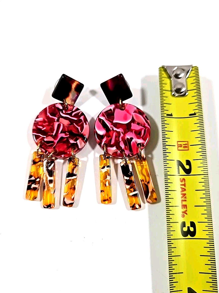 Ann Taylor Dangle Drop Earrings Colorful Acrylic Pierced Costume Jewelry