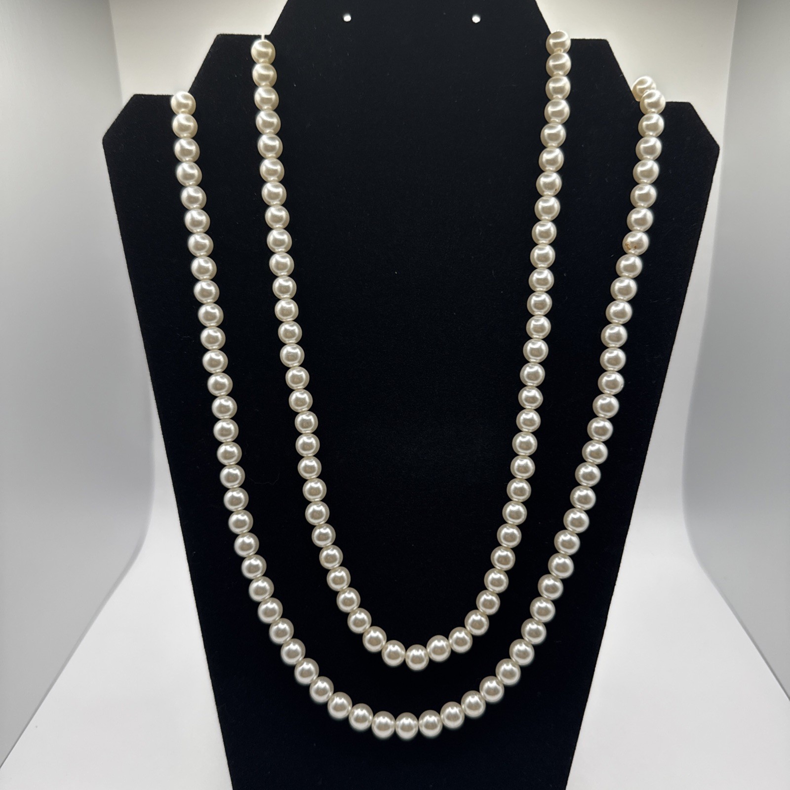 Vintage Double Strand Faux Pearl Necklace – Made In Japan – 23”