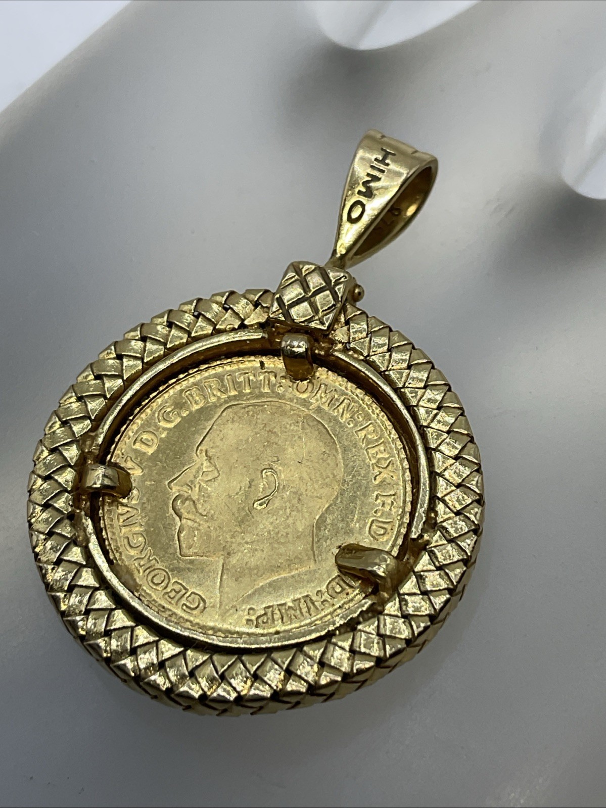 1911 GREAT BRITAIN KING GEORGE GOLD COIN in 21K Frame & Lock CUSTOMIZED CHARM