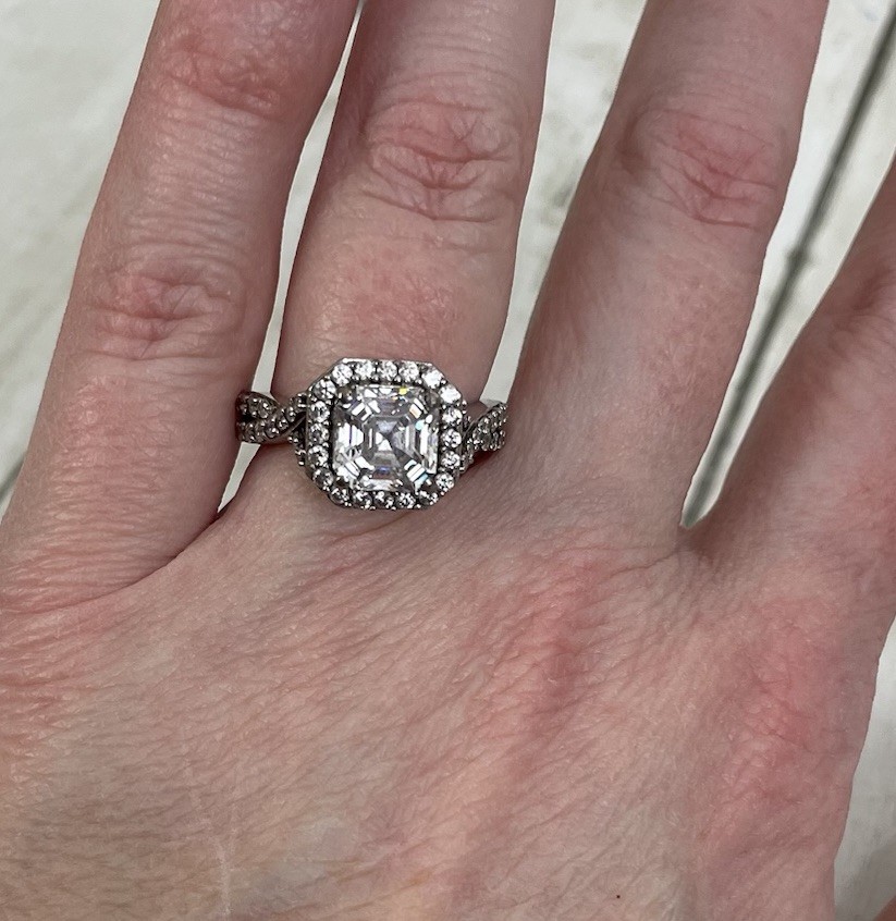 Sterling Silver 925 SJD White CZ Halo Engagement Wedding Ring Size 7.75