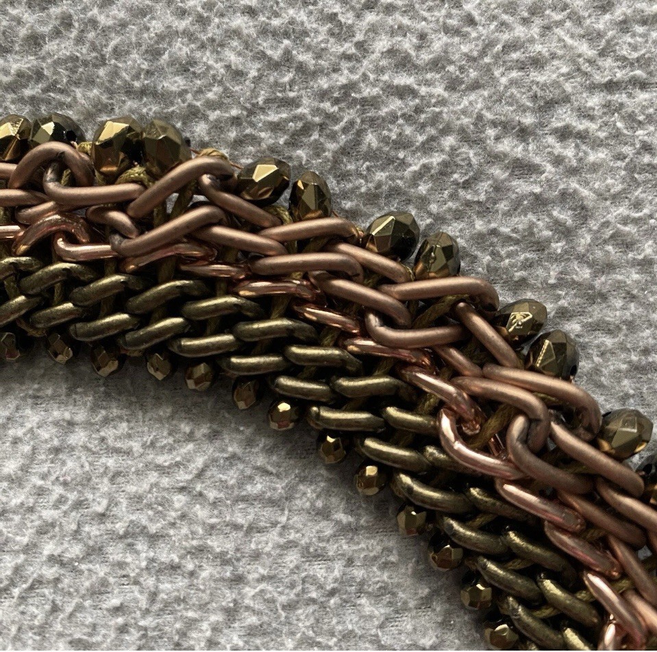 Chainmaille Statement Necklace 21” Copper Bronze Color Byzantine 4n1 Chain Weave