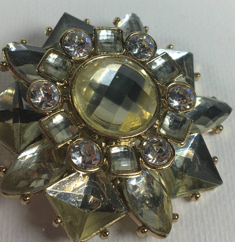 Vintage Metal Stars Shape & Rhinestones Brooch Pin Gold Tone Accessories Jewelry