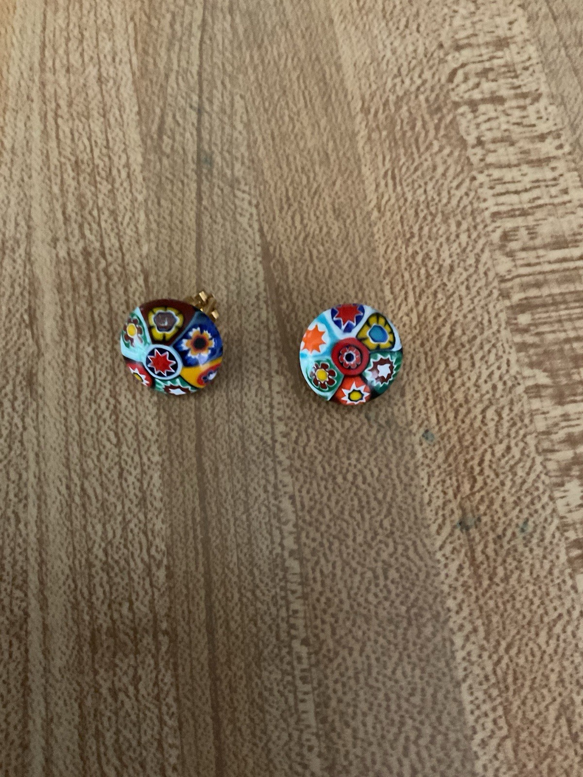 Stunning vintage Italy murano Millefiori art glass clip earrings